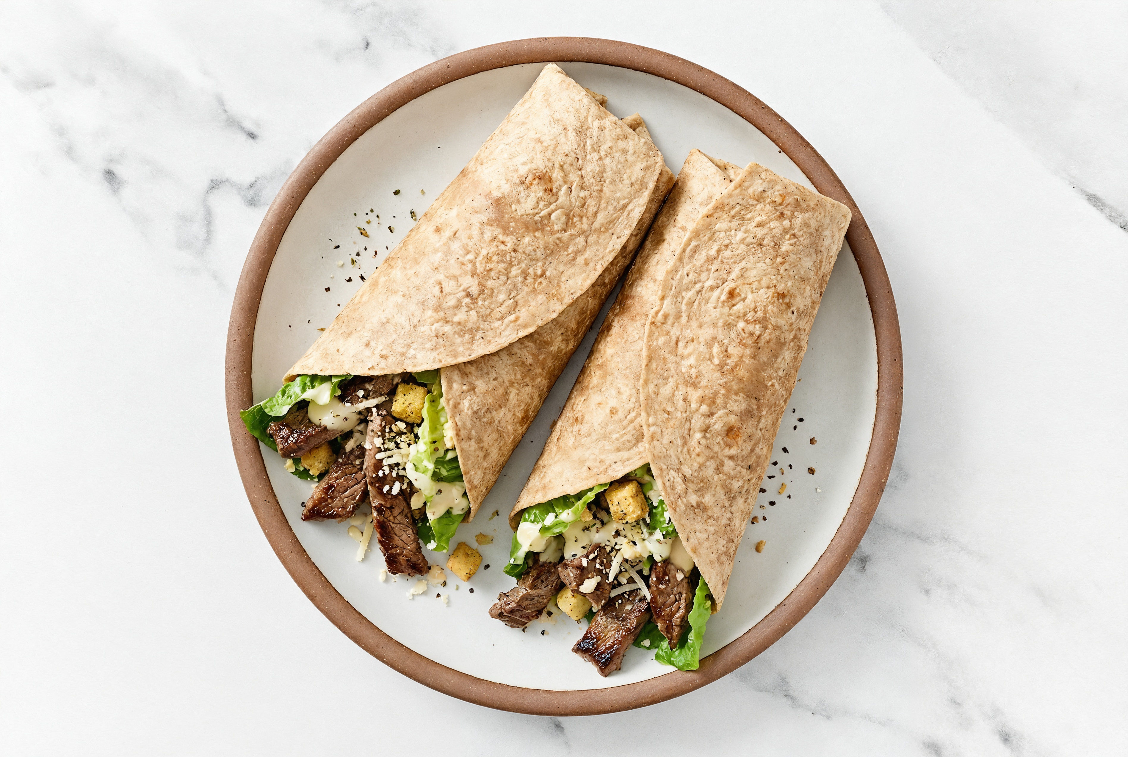 Seared Beef Little Gem Salad Wrap
