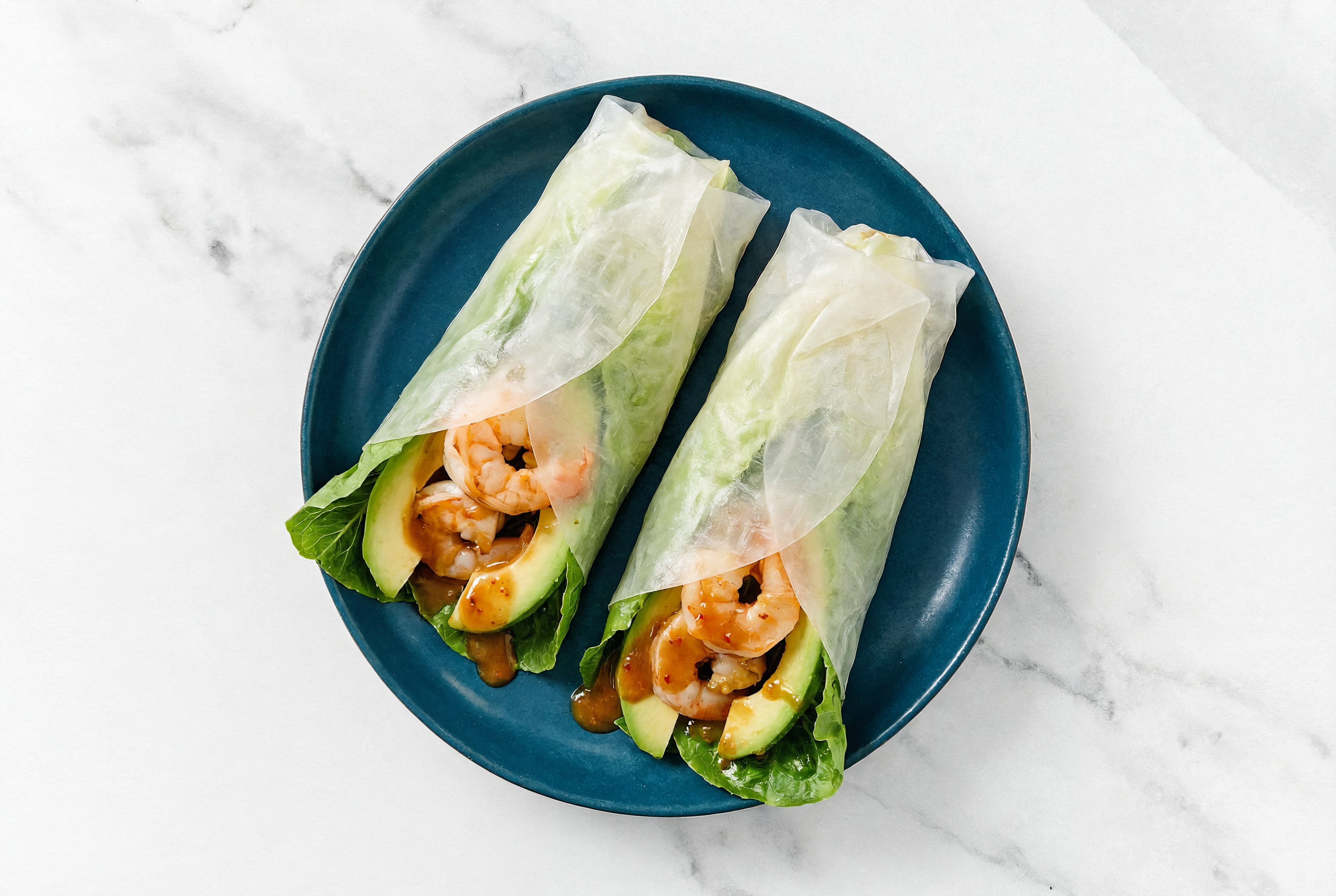 Gingery Jumbo Shrimp + Avocado Summer Rolls