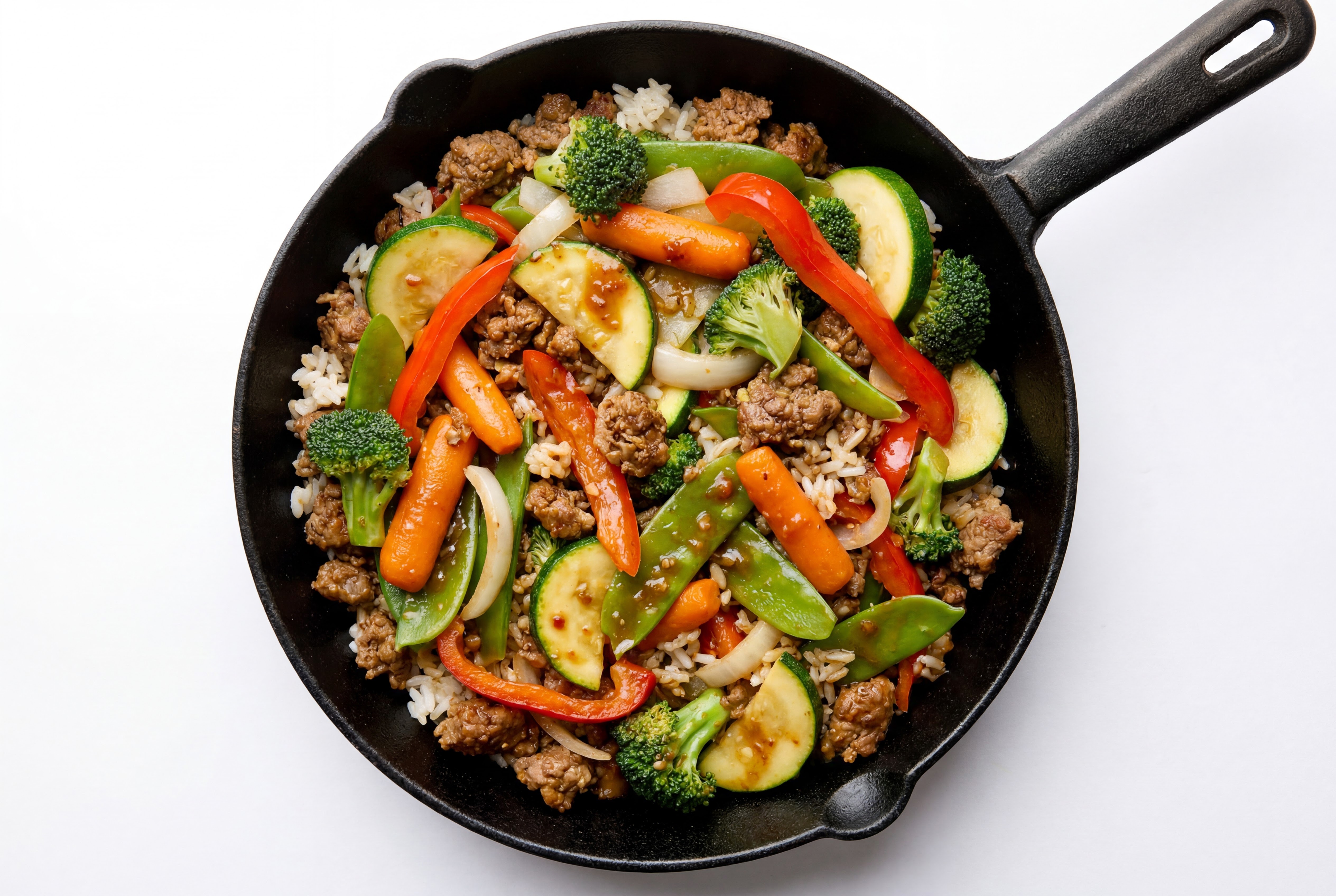  Sesame Ginger Veggie + Ground Italian-Style Beef Stir-Fry