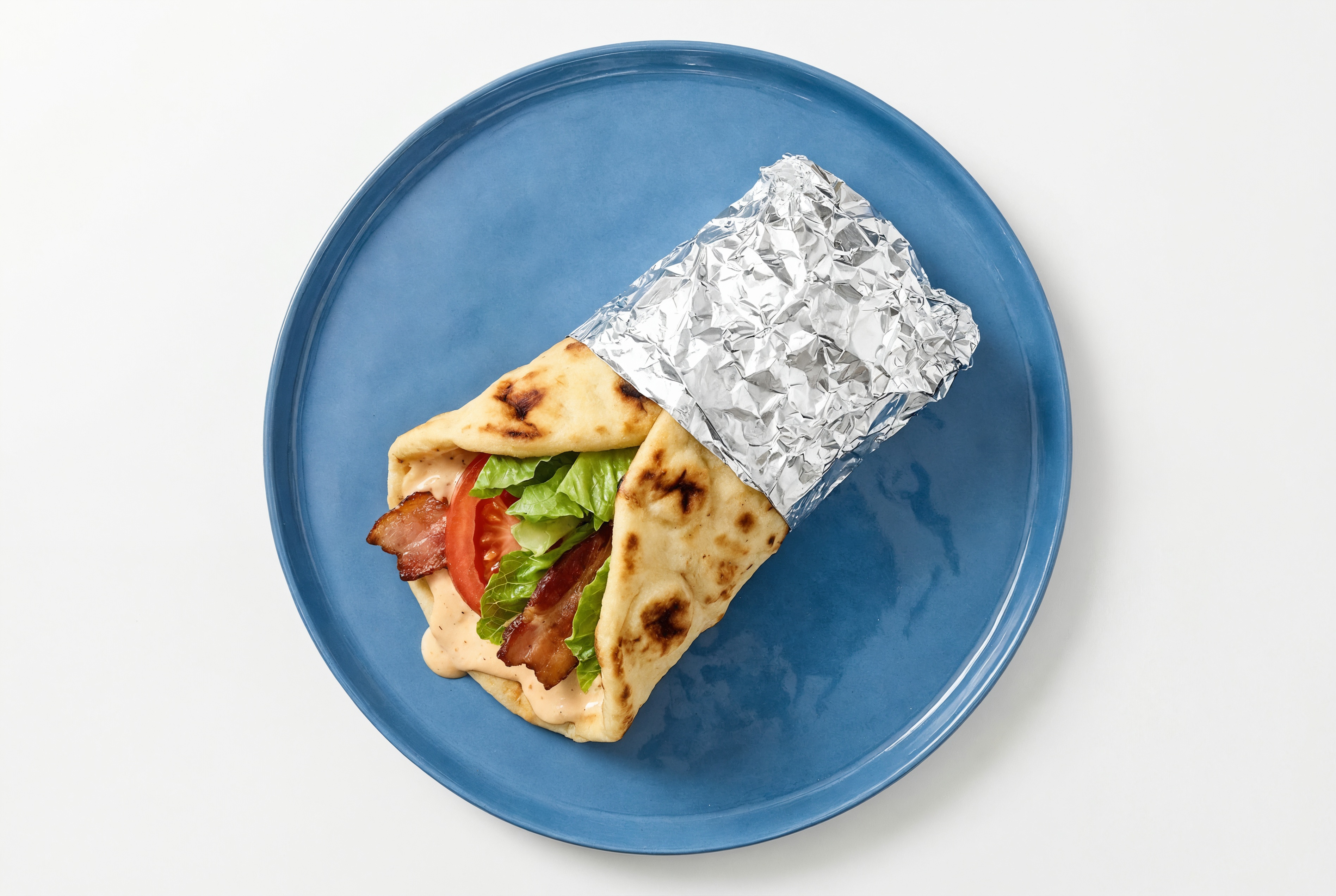 Hearty Applewood Smoked Pork Bacon Buffalo Ranch Naan Wrap