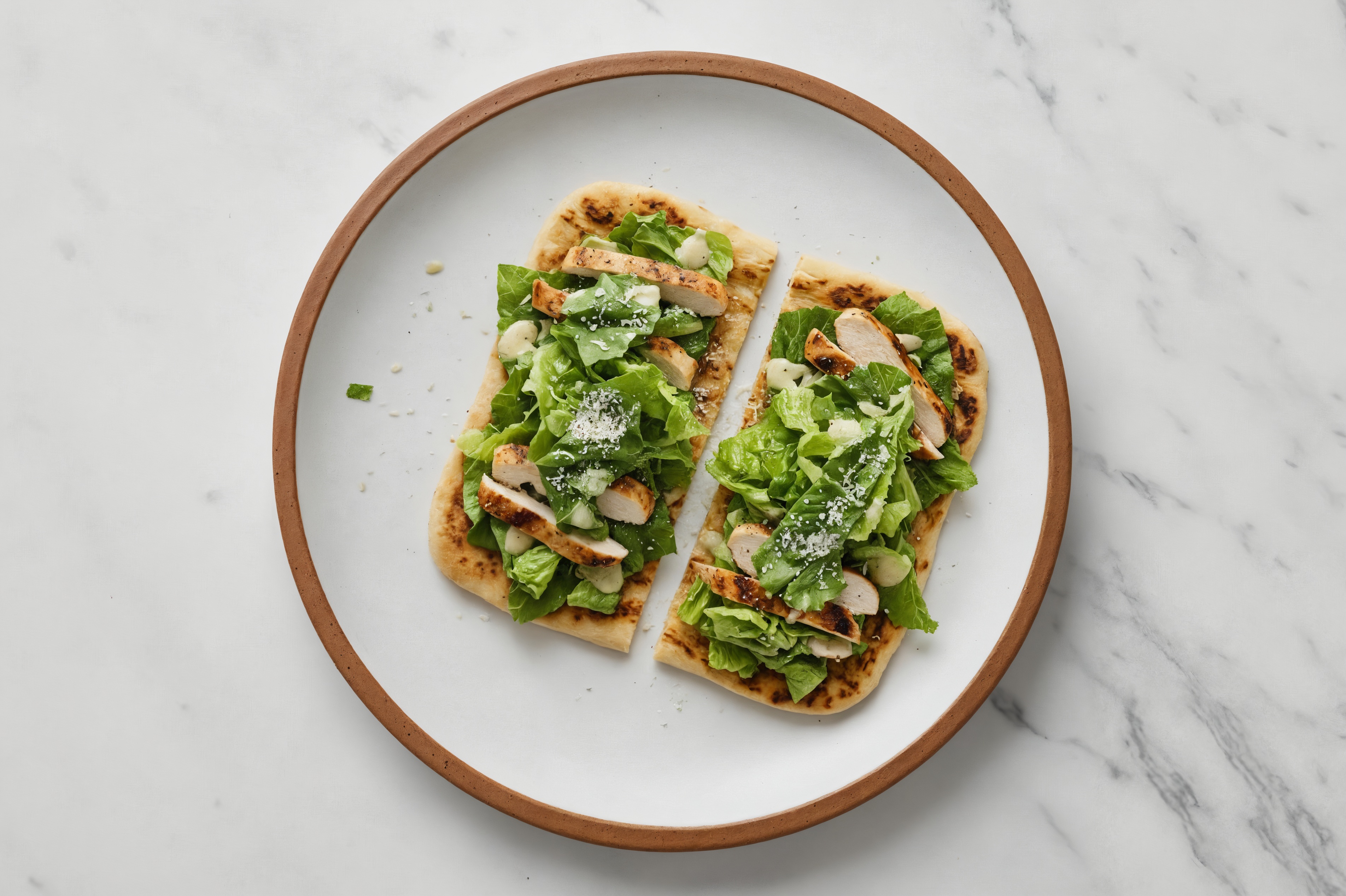 Seasoned Grilled Chicken Breast Caesar Salad Wood Pizza Crusts Pie