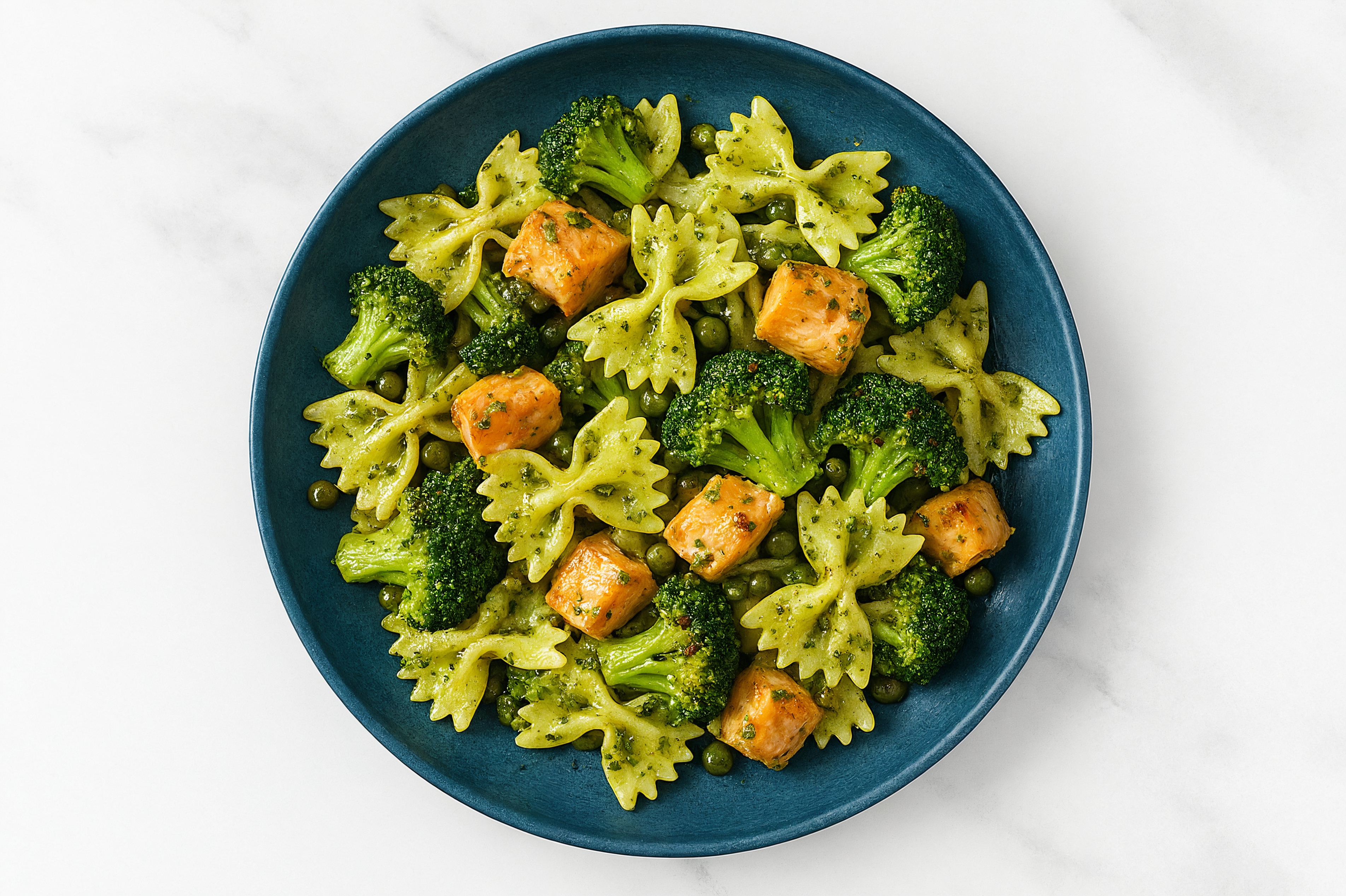 Italian Salmon Farfalle Pasta with Broccoli + Foraged Capers