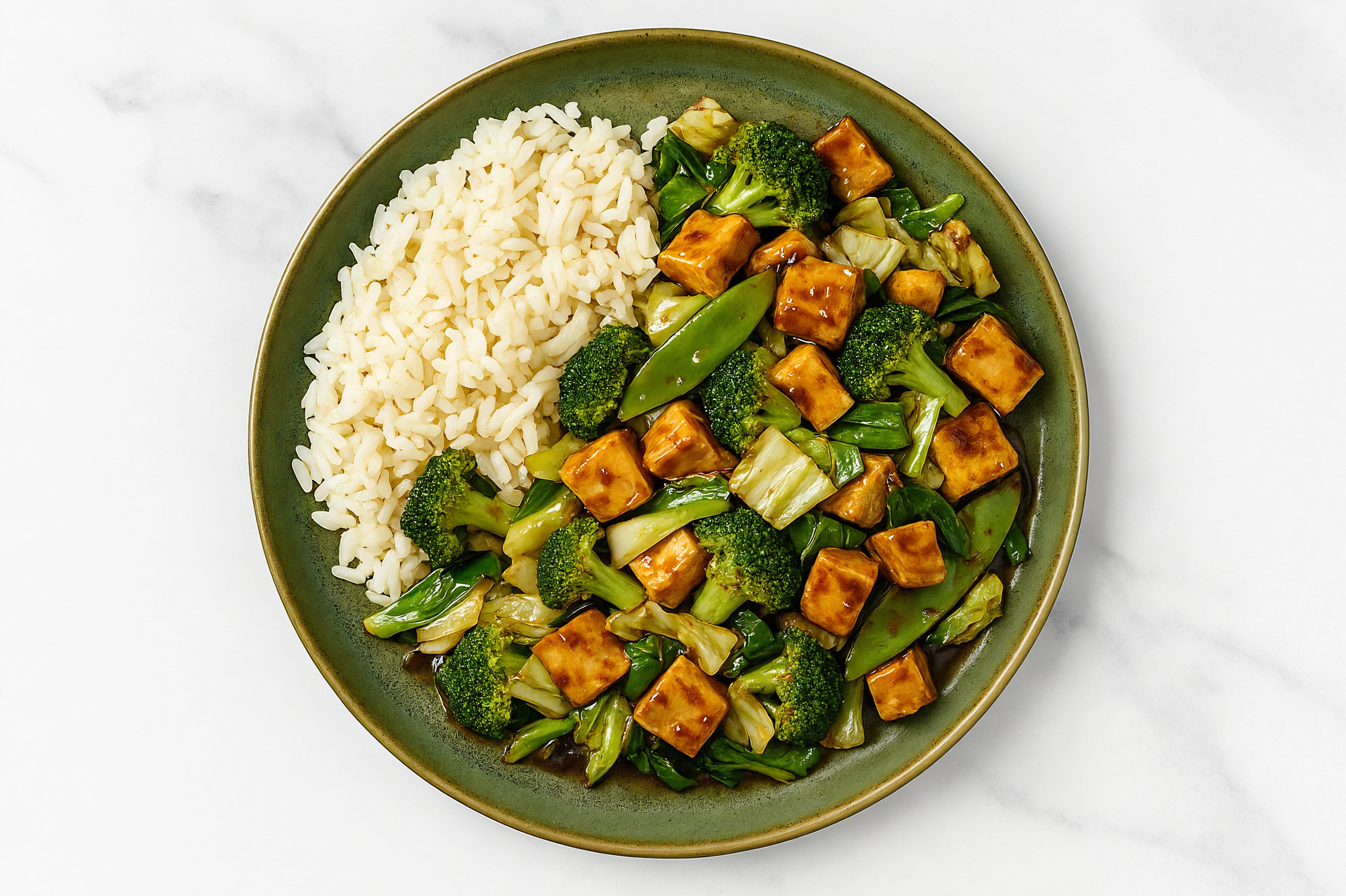 Bok Choy Teriyaki Tofu Long Grain White Rice Bowl