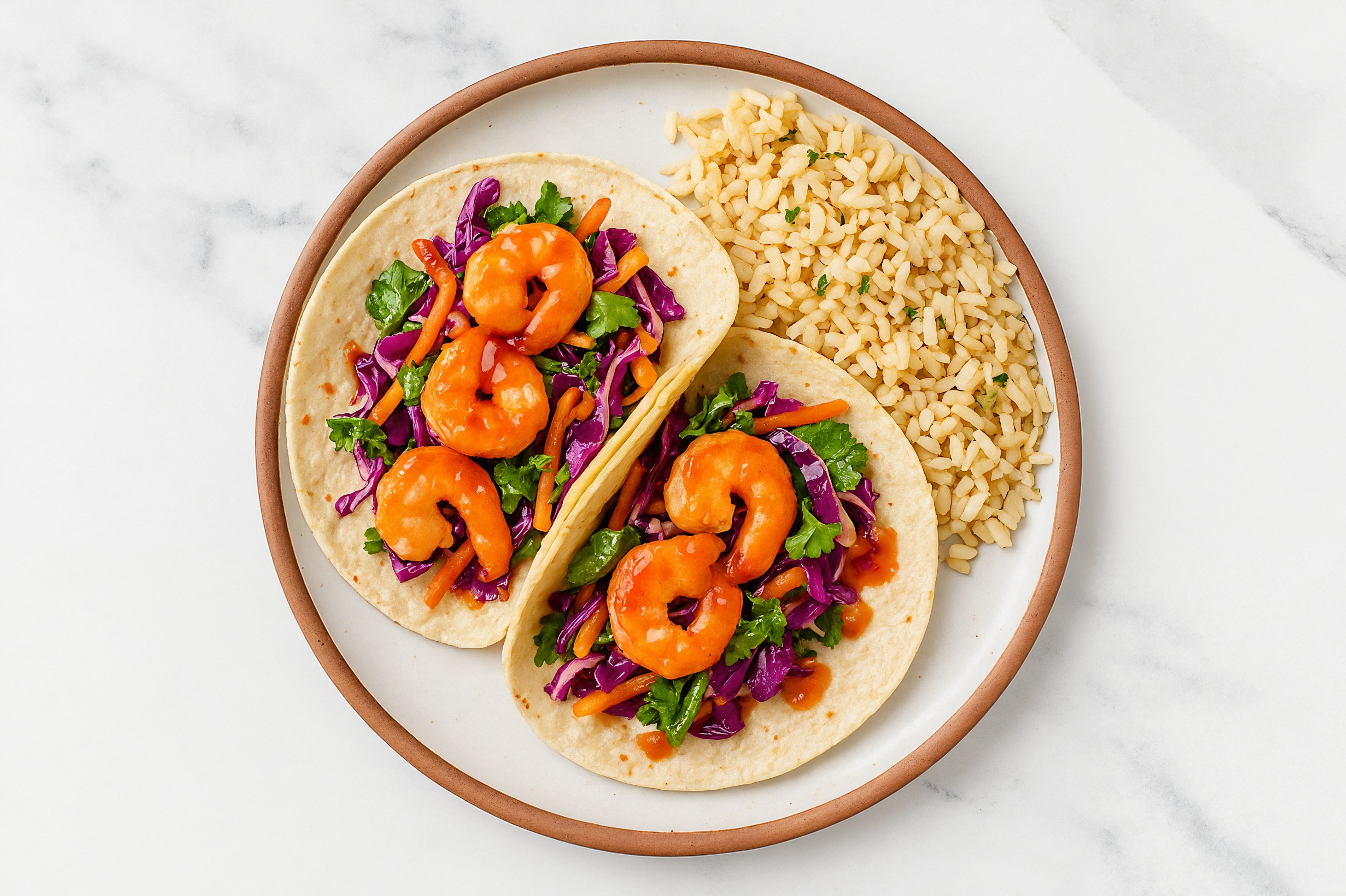 Sweet Chili Shrimp Tacos + Lime Rice
