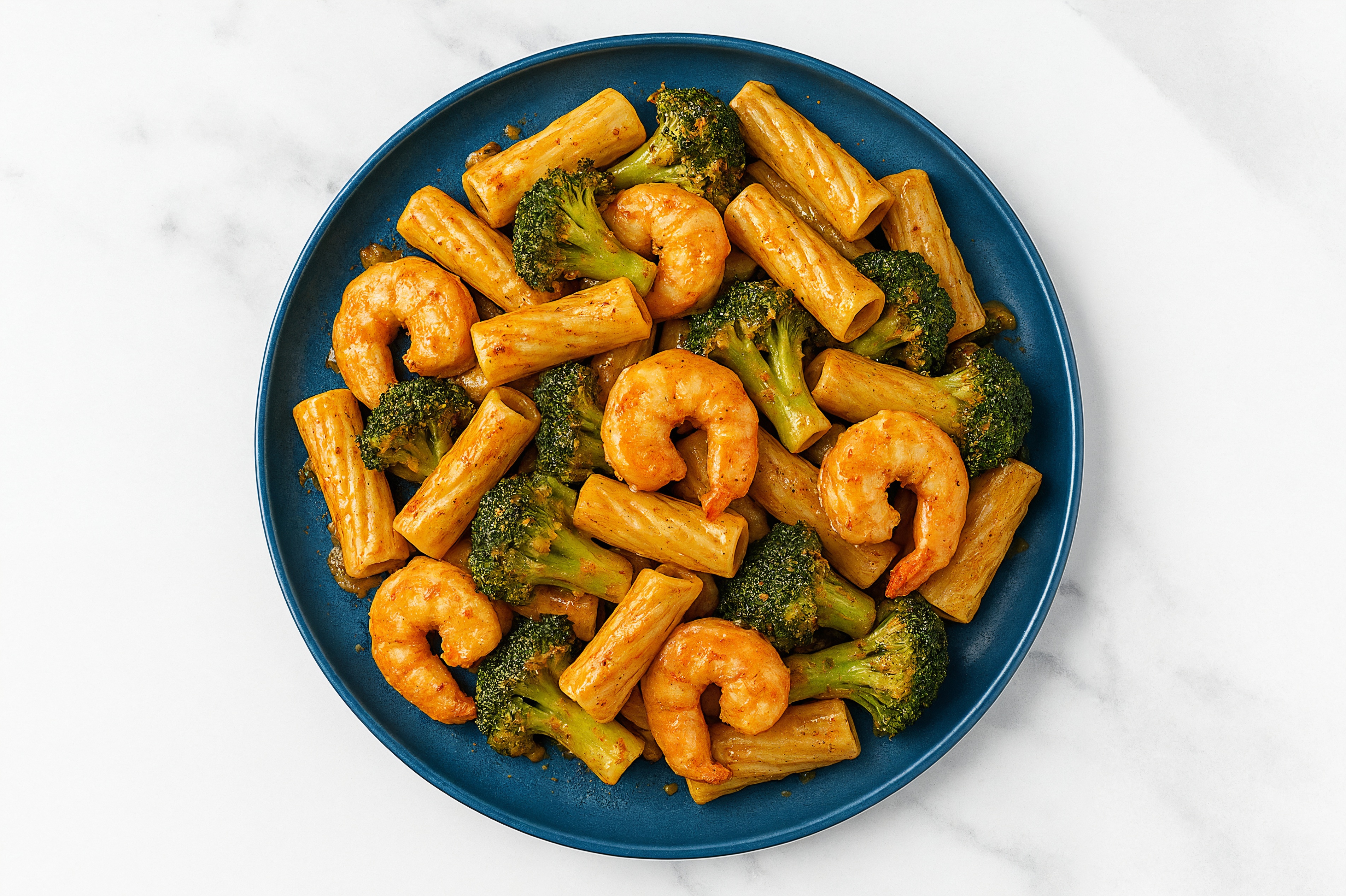 Creamy BBQ Gulf Shrimp + Organic Broccoli Rigatoni Pasta