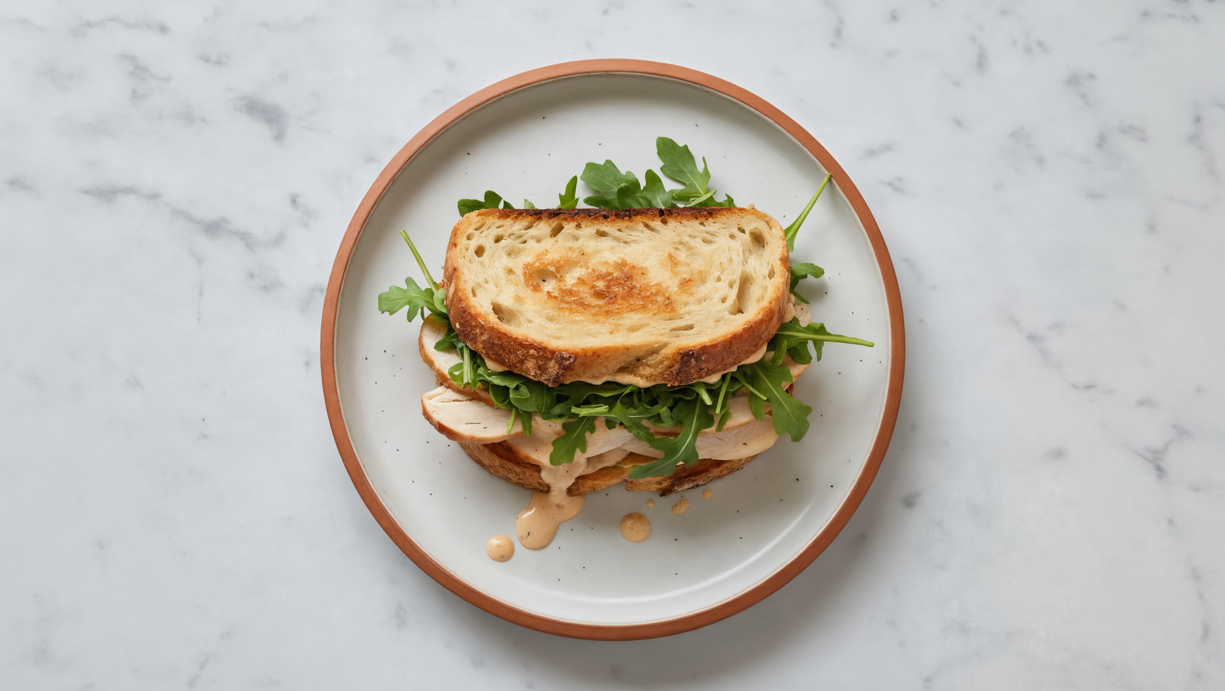 Chicken + Arugula Sandwich with Vegan Buffalo Ranch
