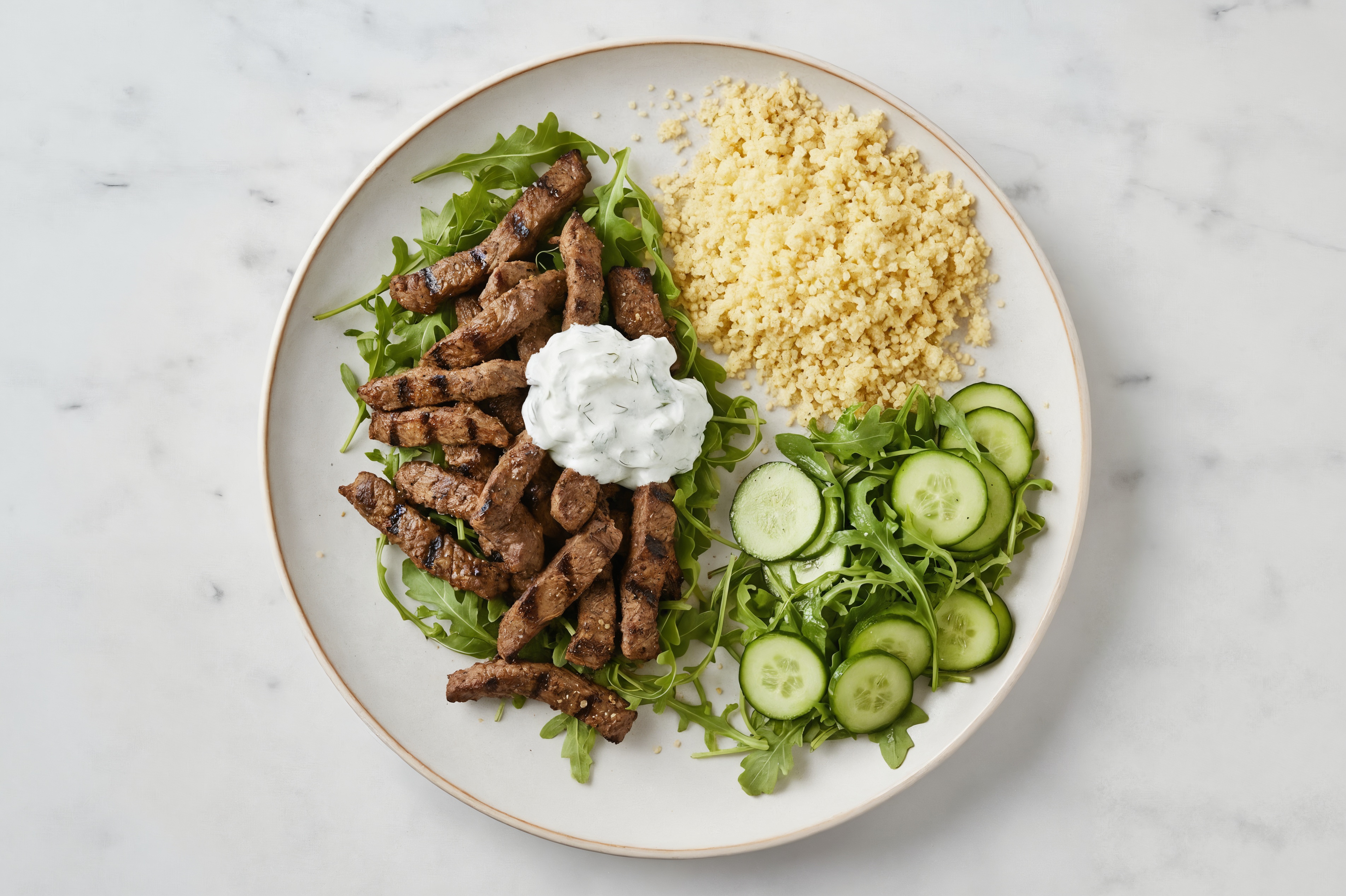 Barbacoa + Tzatziki Couscous Grain Salad