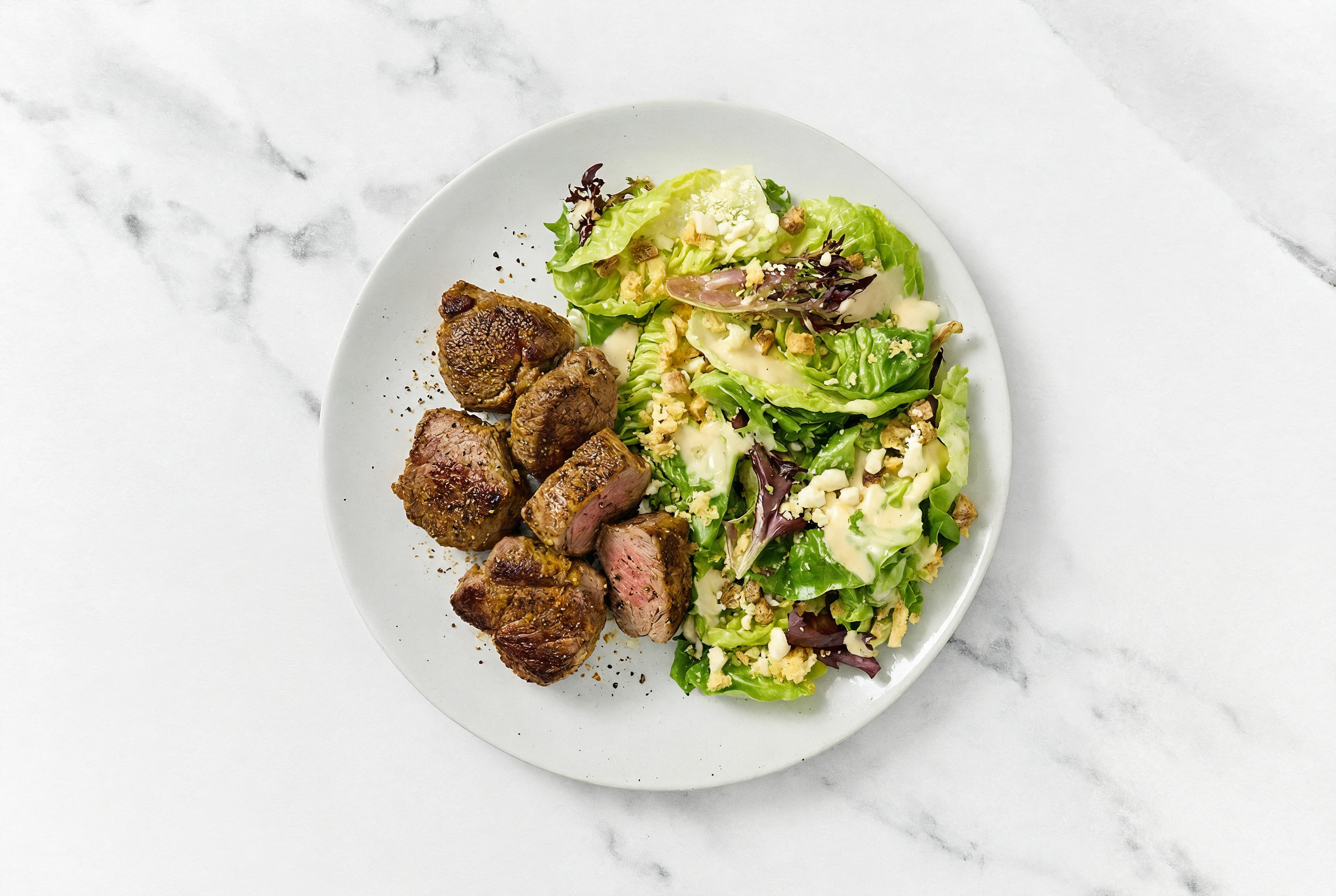 Seasoned Lamb Little Gem Salad with Madras Curry Powder
