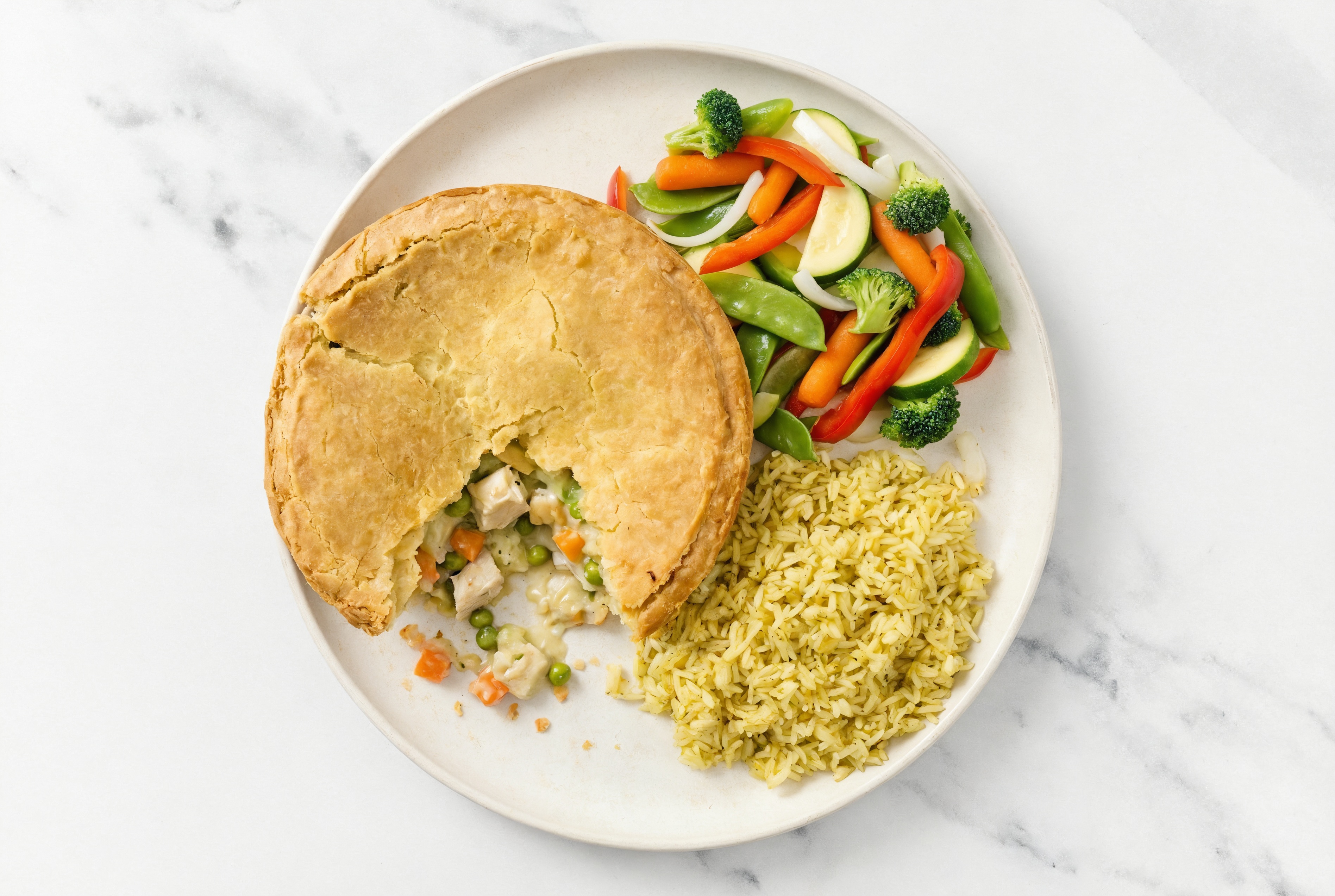 Chicken Pot Pie with Veggies & Jasmine Rice