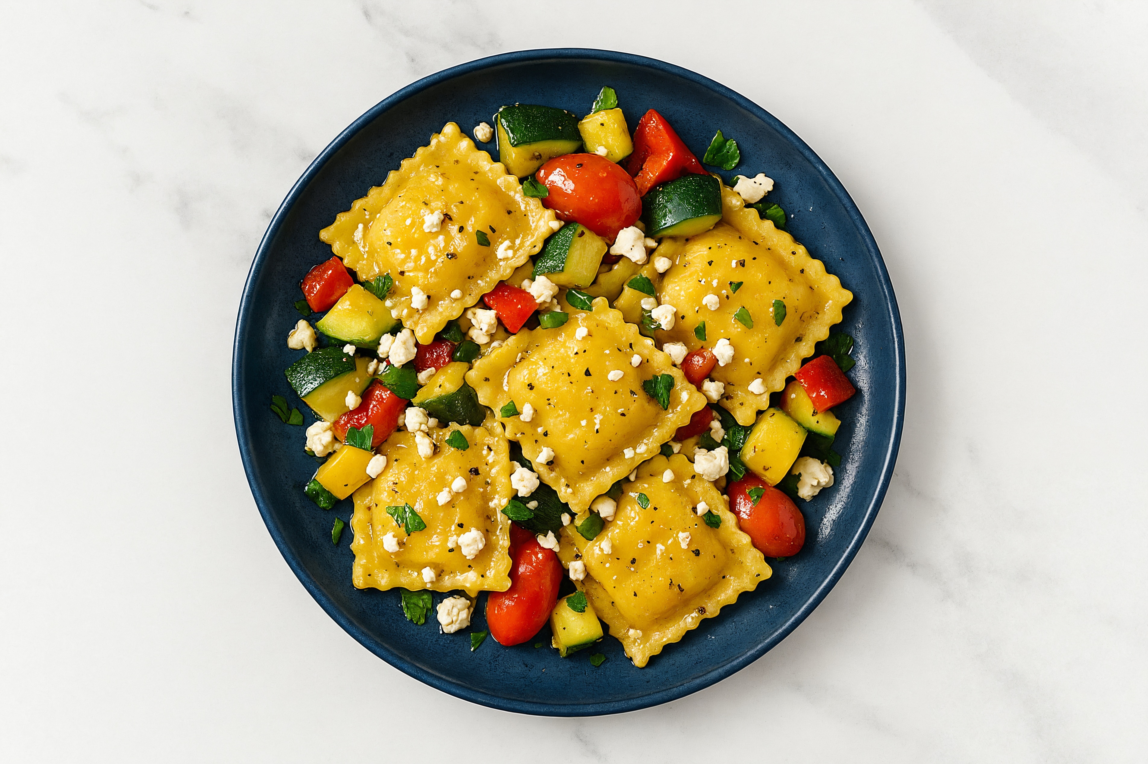 Summer Veggie + Goat Cheese Squash Ravioli