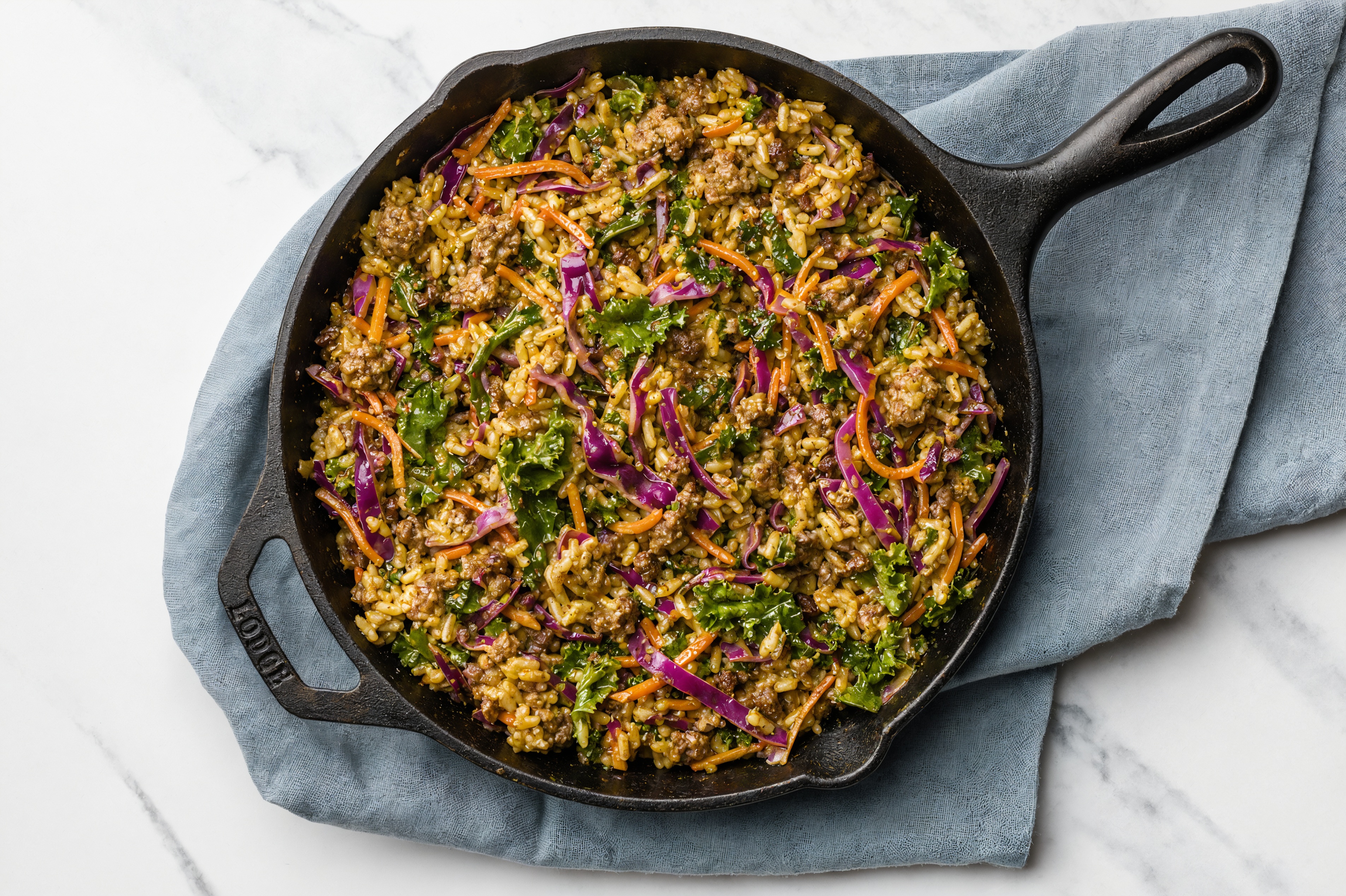  Curry Rainbow Veggie + Ground Italian-Style Beef Stir-Fry