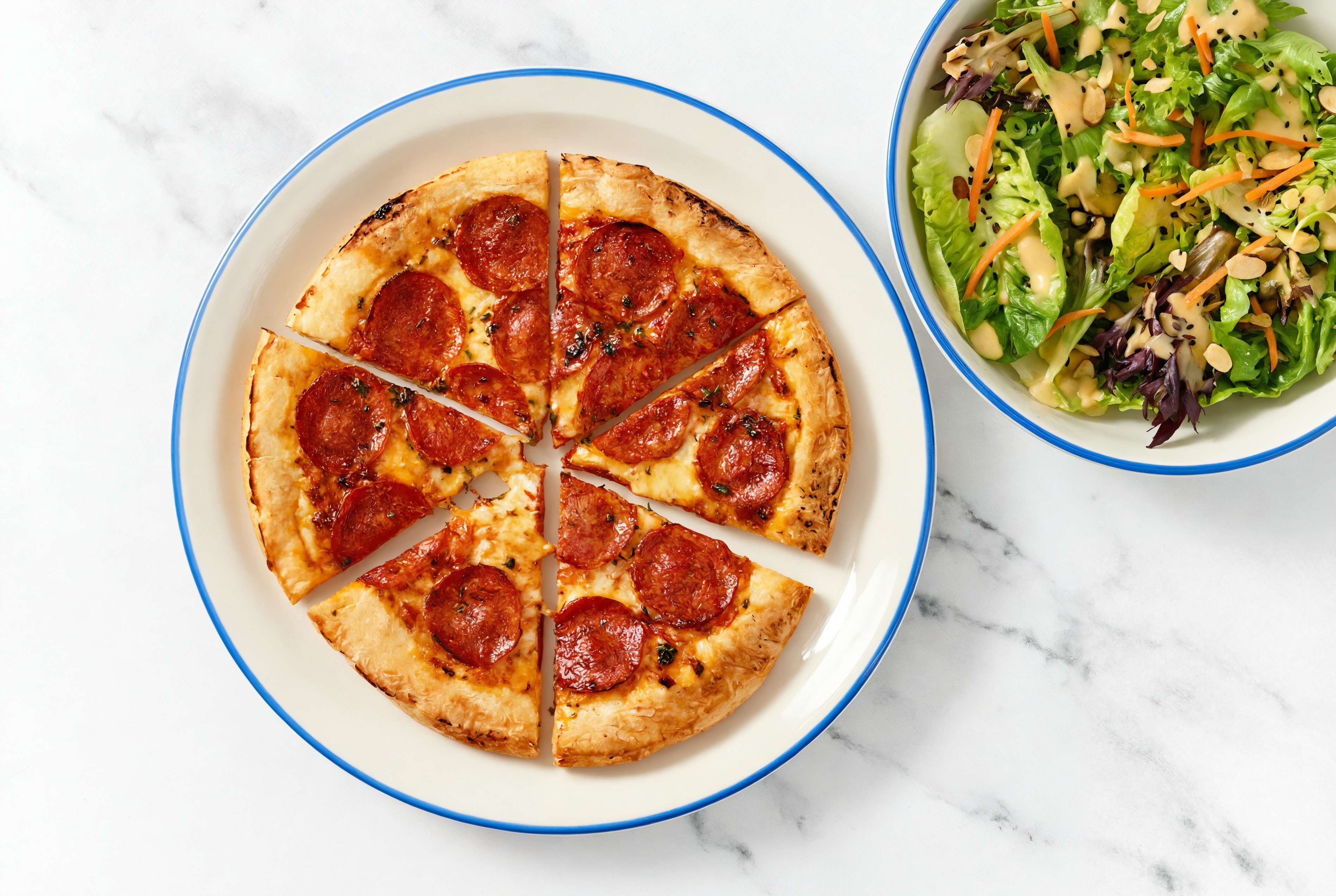 Pepperoni Pizza + Little Miso Ginger Kit Gem Salad