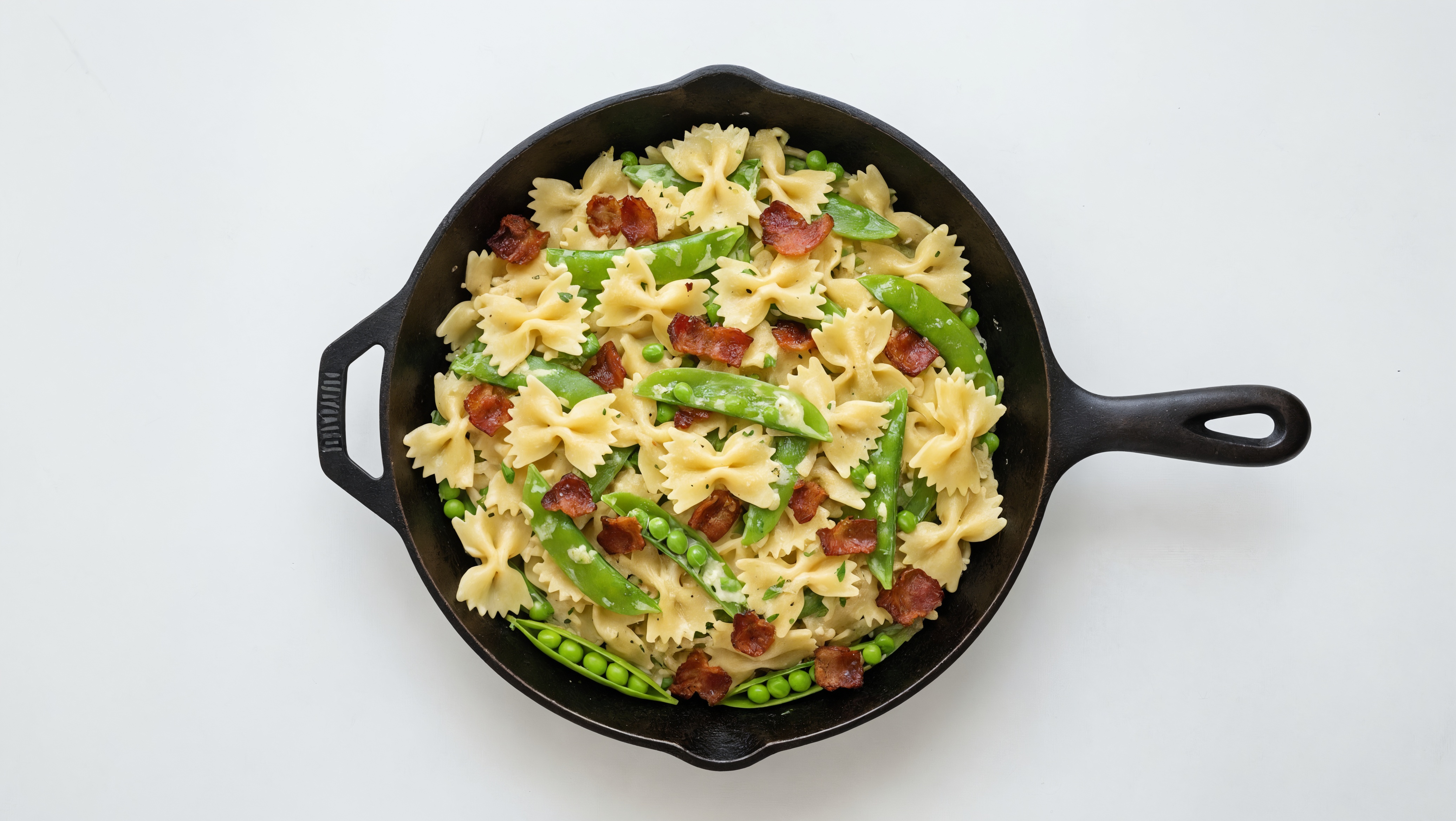 Farfalle Pasta Herb Cream with Maple Bacon + Snap Peas