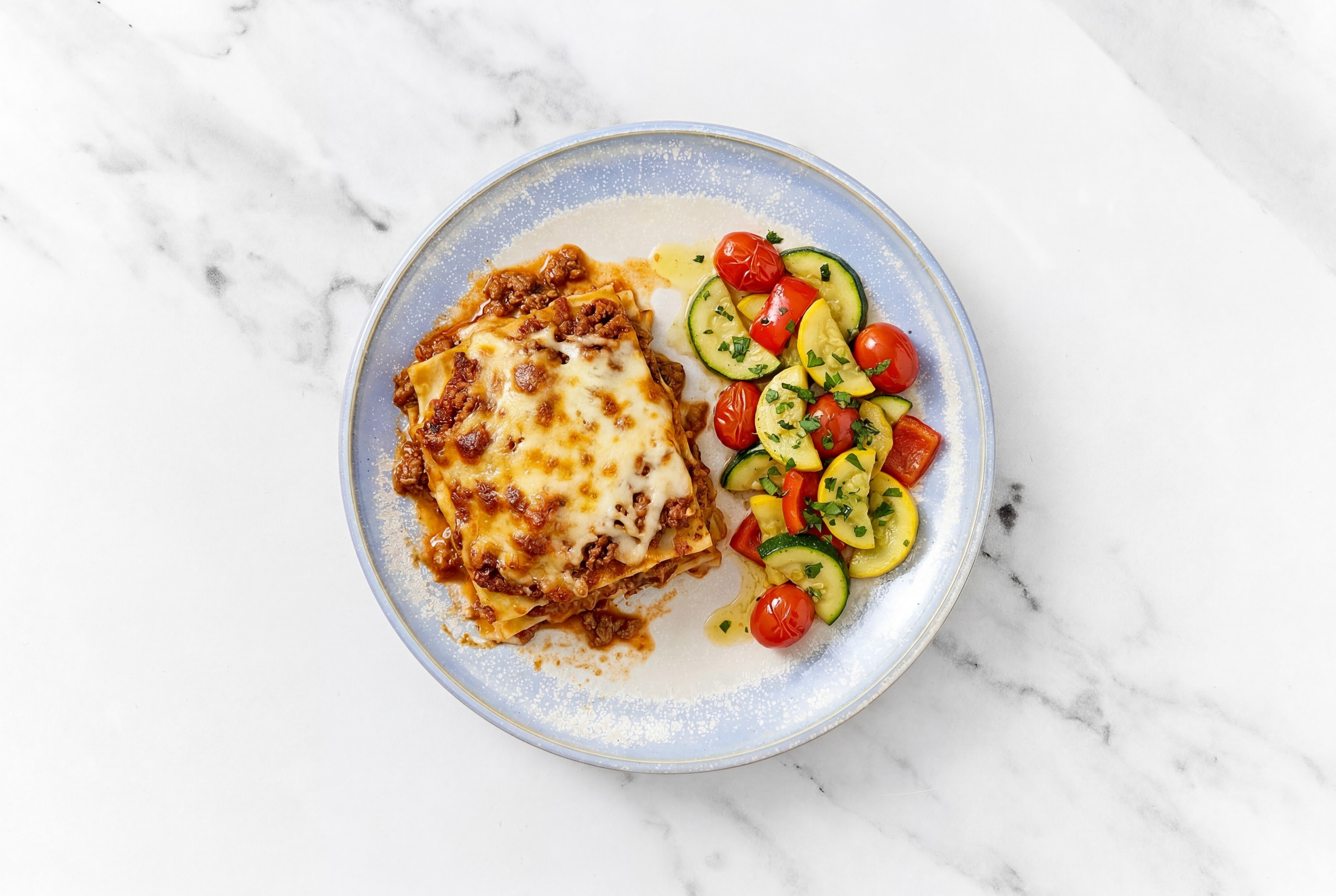 Lasagna Bolognese with Squash Skillet
