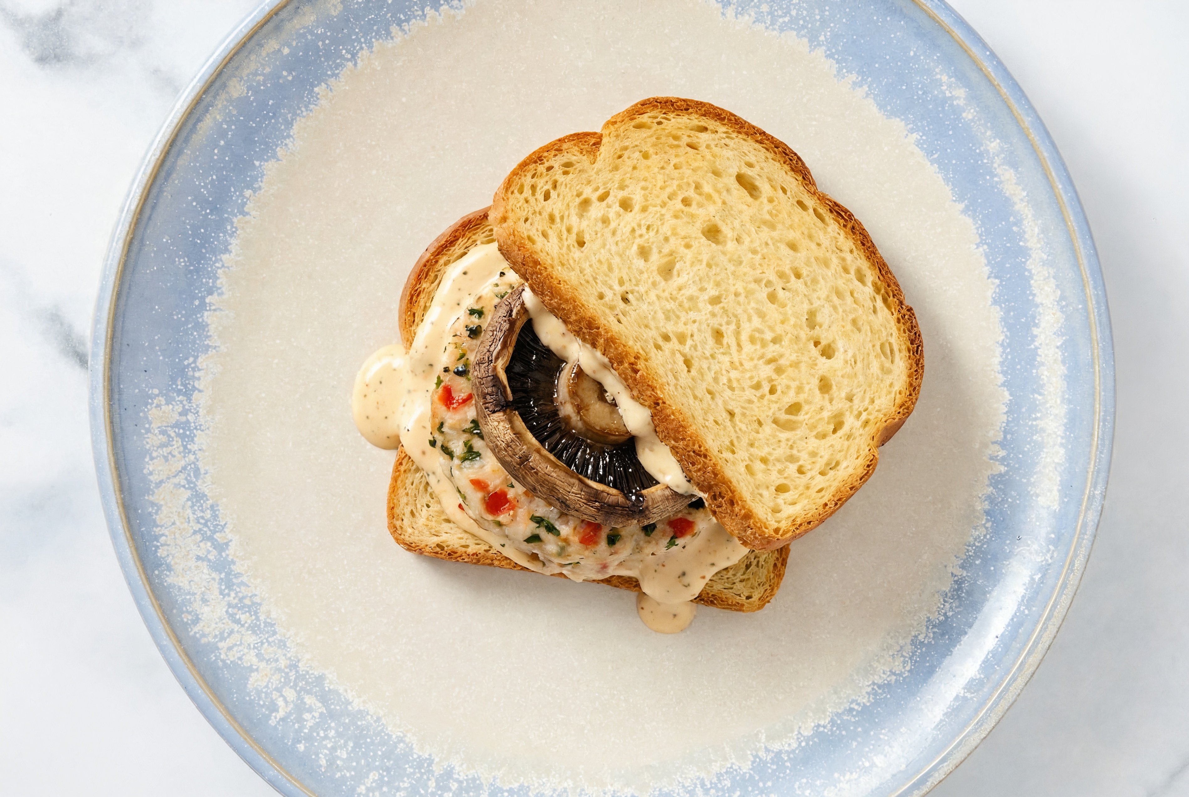 Portabella Chicken Burger on GF Bread with Buffalo Ranch