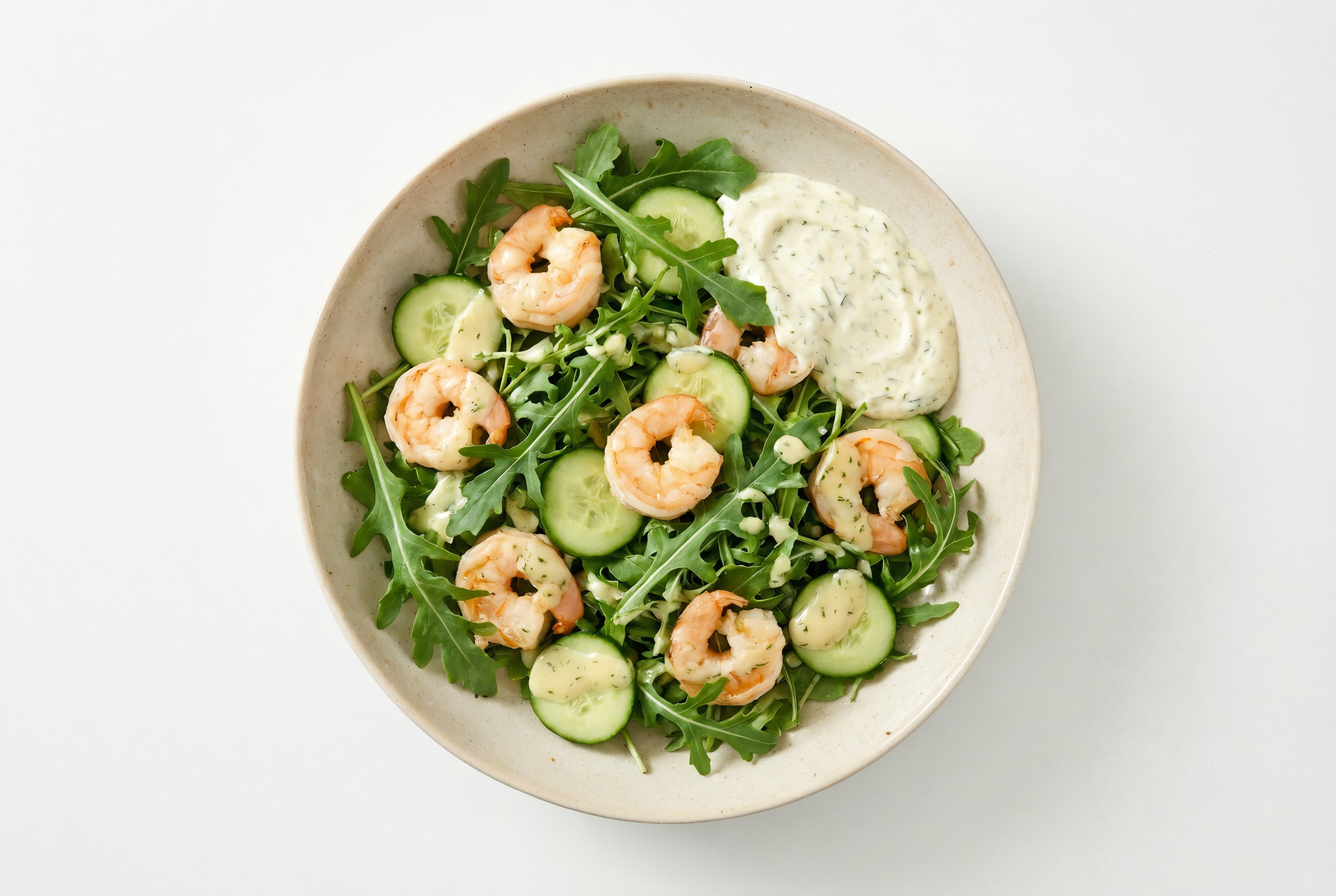 Garlicky Shrimp Bowl with Fresh Arugula