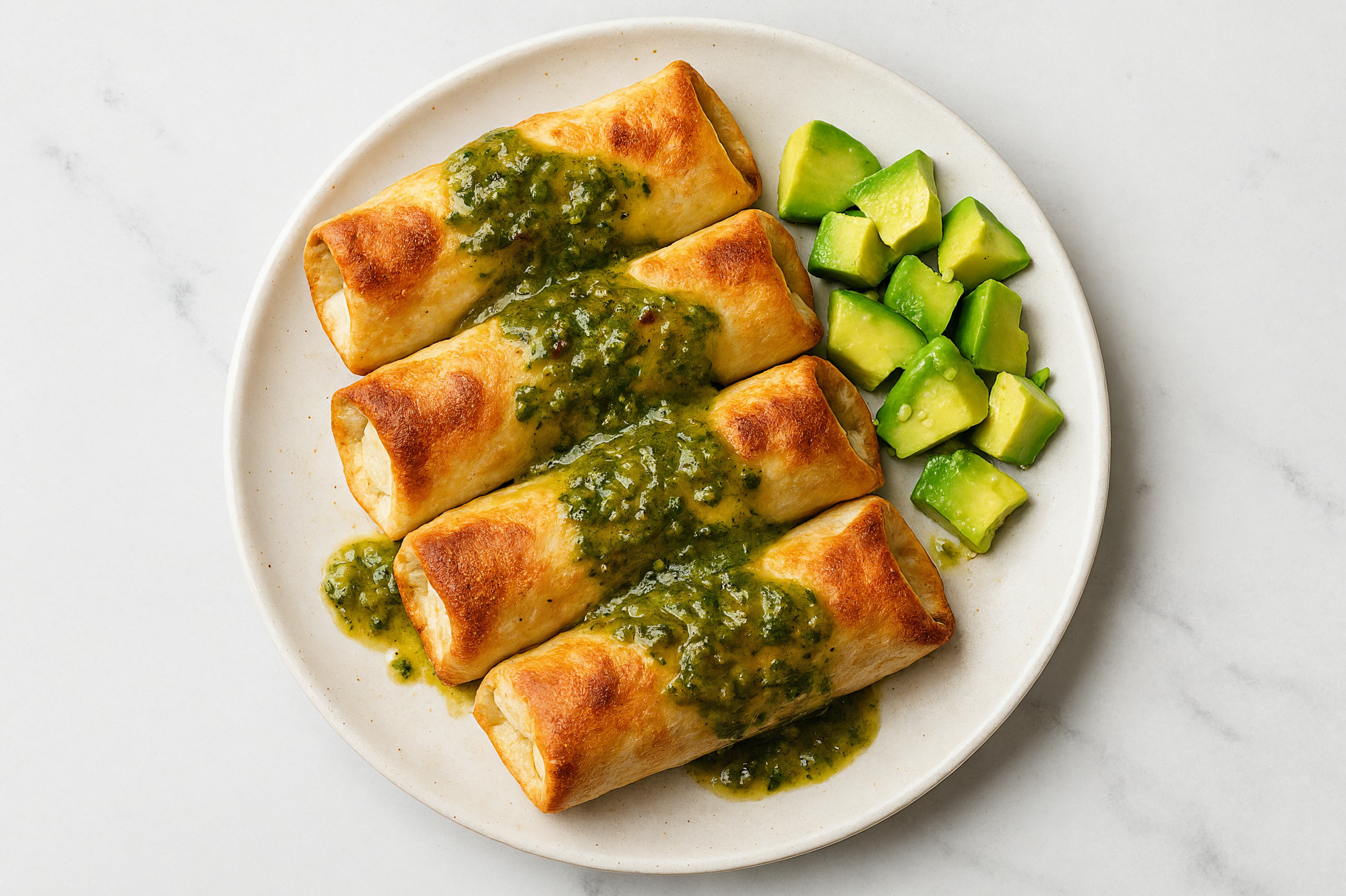 Verde Chicken + Cheese Chimichangas with Shredded Sharp Cheddar Cheese