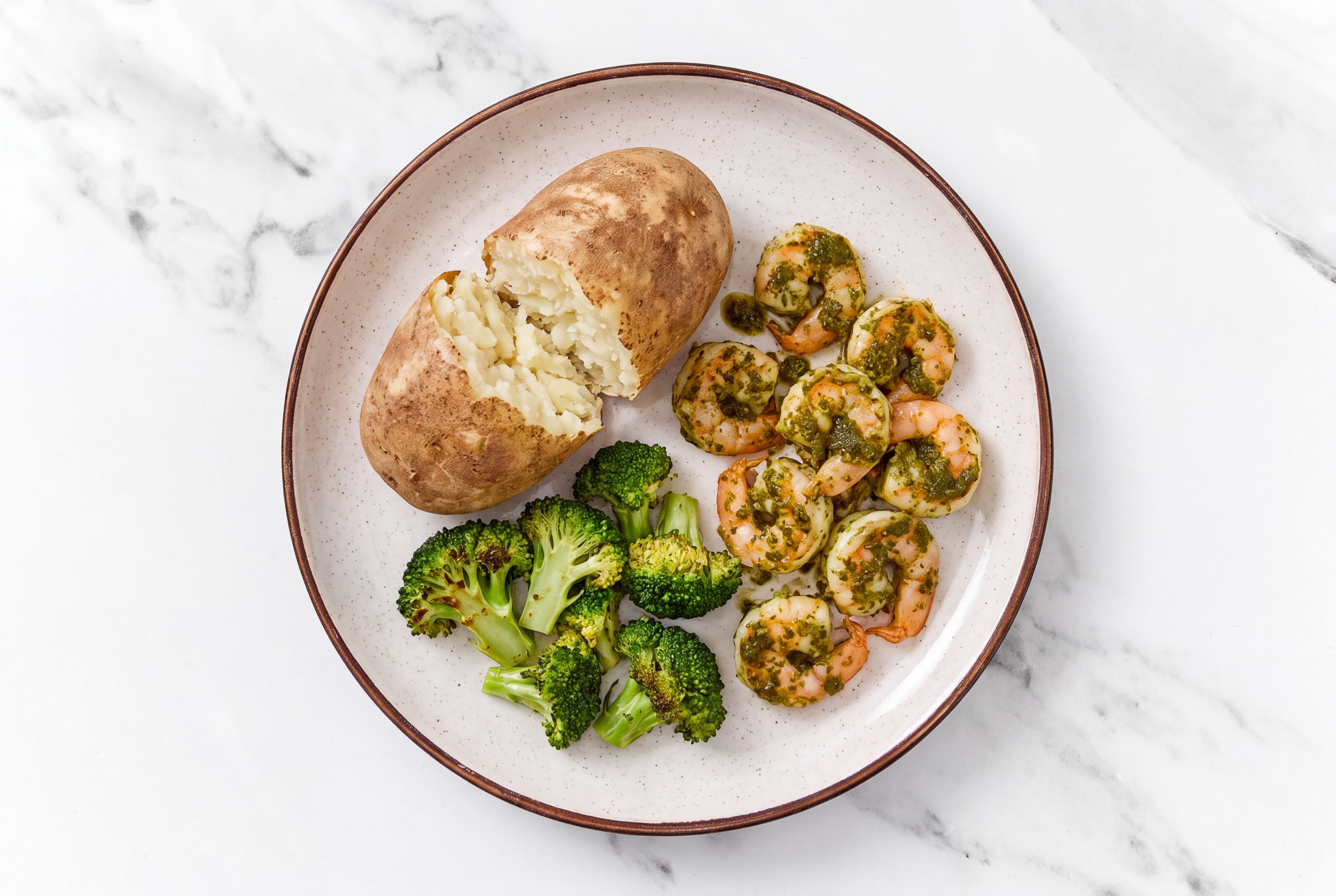 Zhoug Gulf Shrimp with Broccoli + Russet Potato