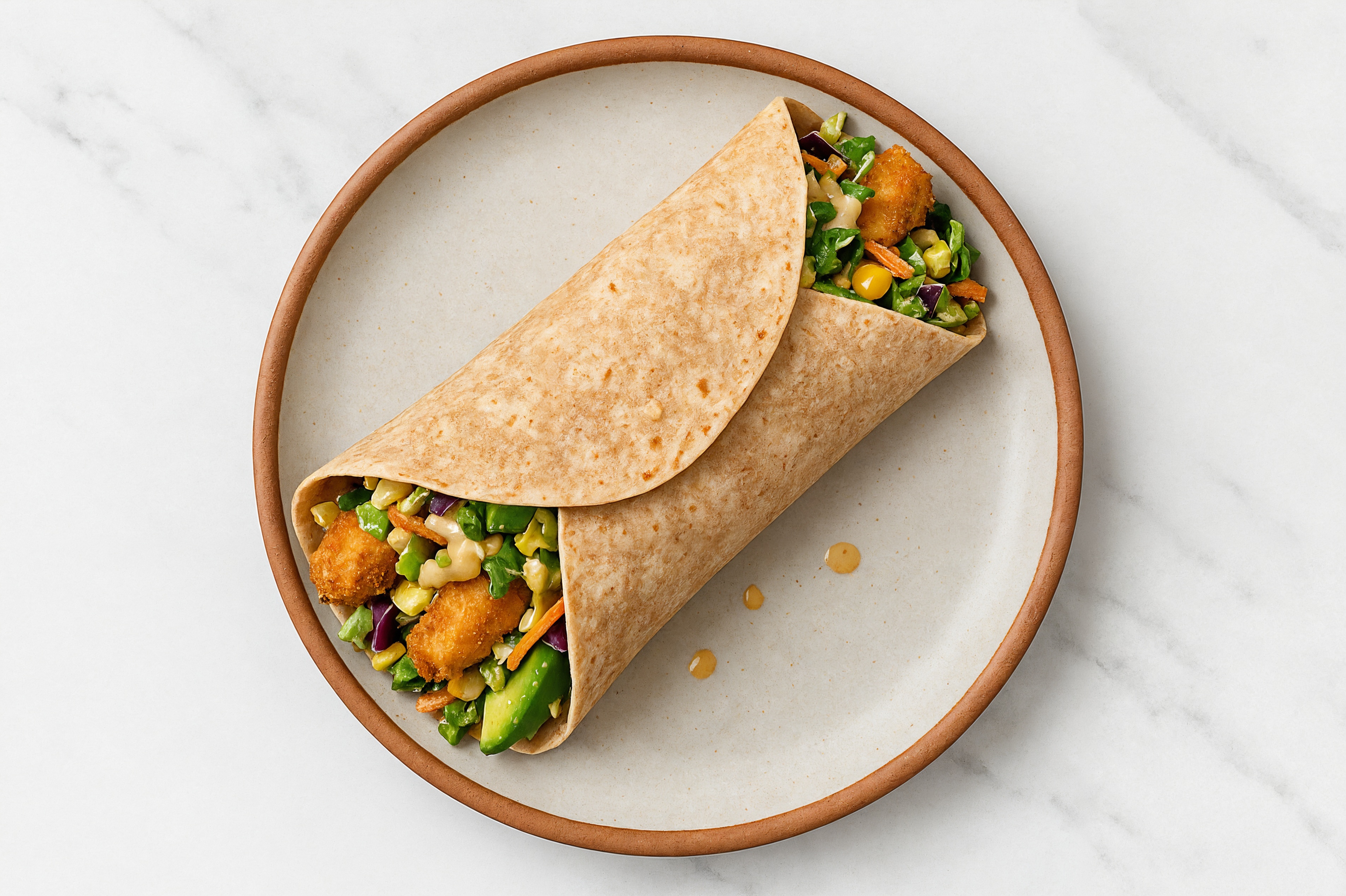 Street Corn Avocado + Fried Fish Wrap