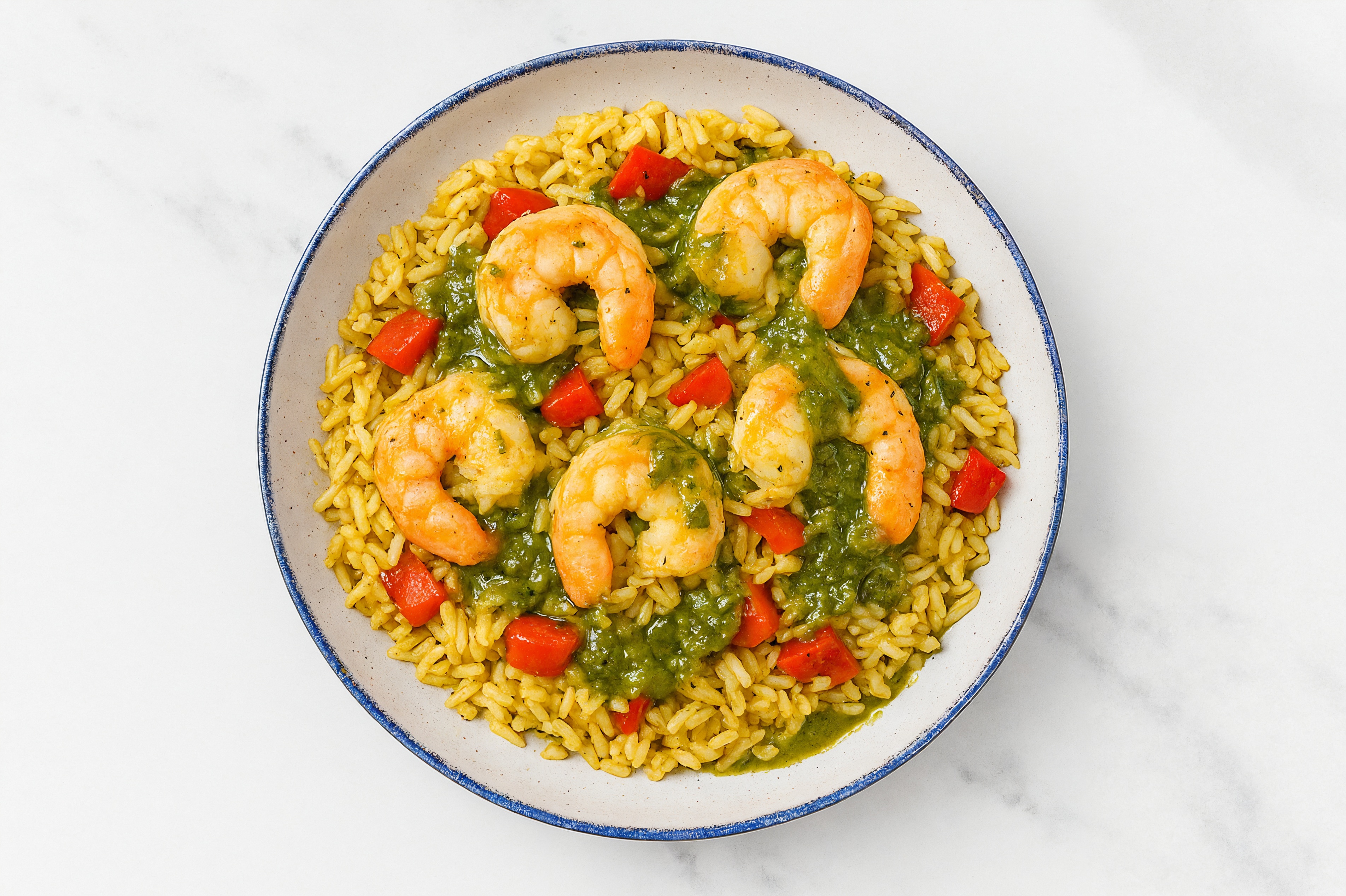 Herby Jumbo Shrimp Fajita + Organic Red Pepper Rice Bowl with Classic Chimichurri