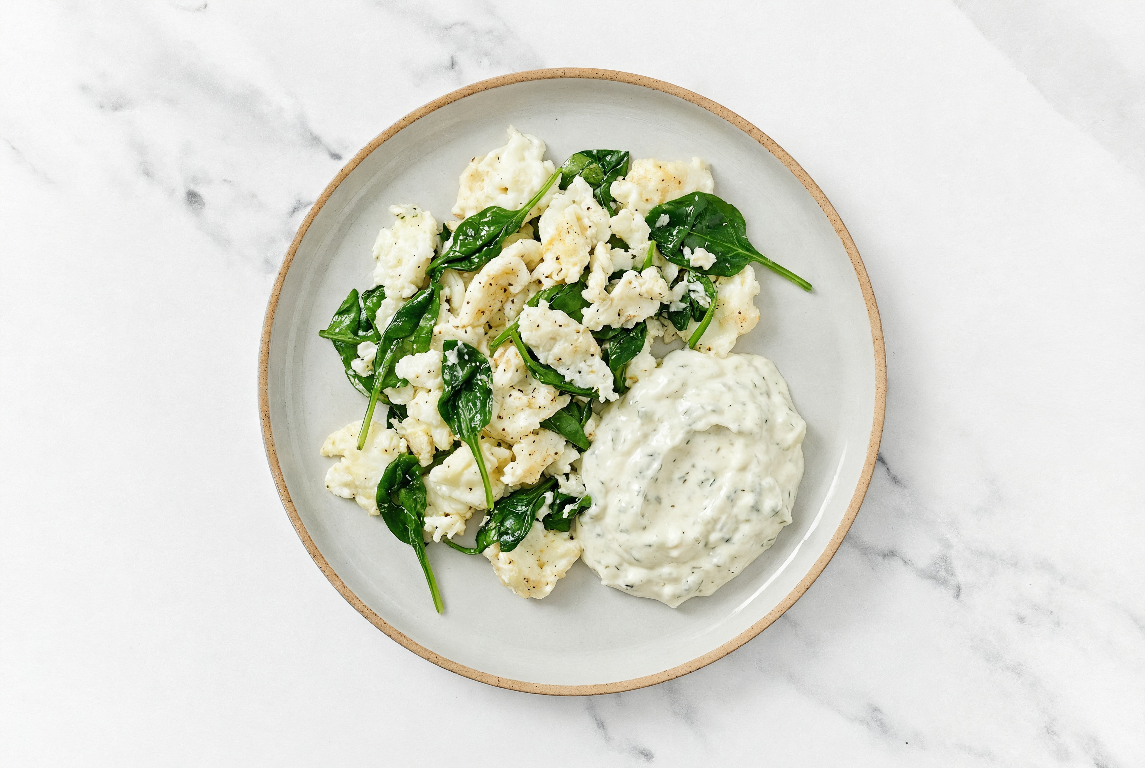 Spinach Scramble + Tzatziki with Liquid Egg Whites