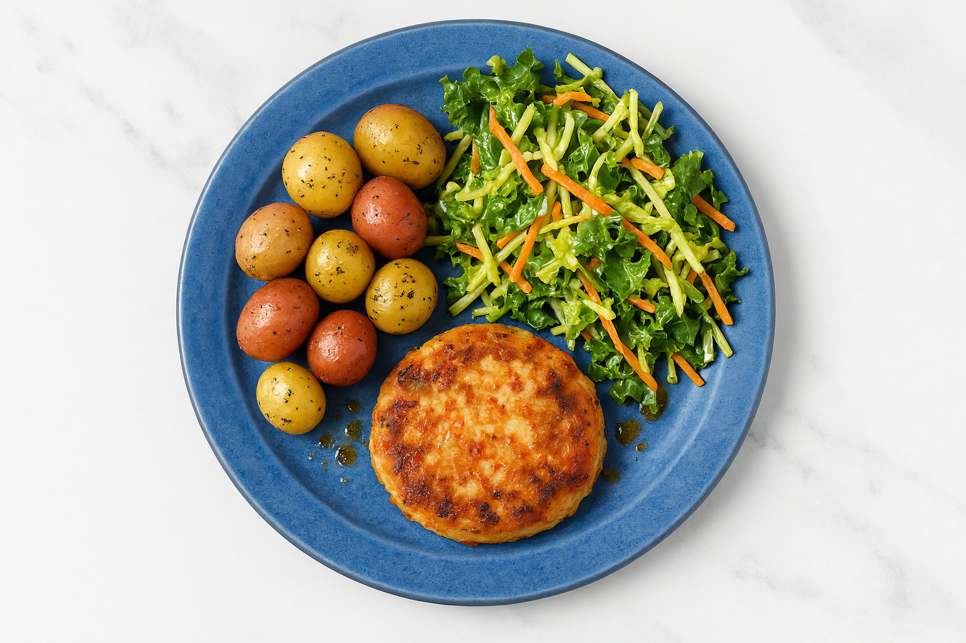 Crispy Snow Crab Cakes with Ranch Potatoes + Coleslaw