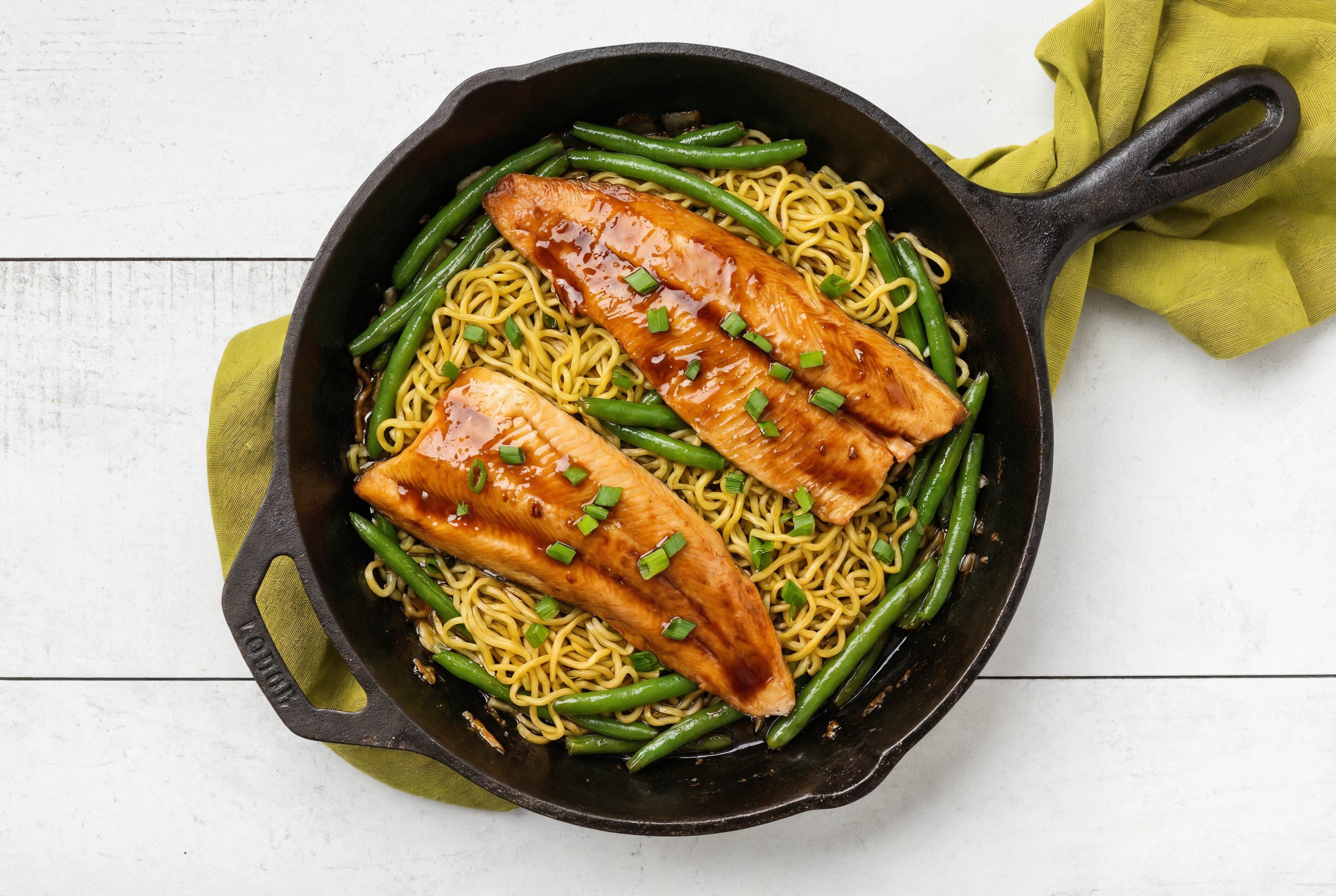 Steelhead Trout + Green Bean Teriyaki Ramen