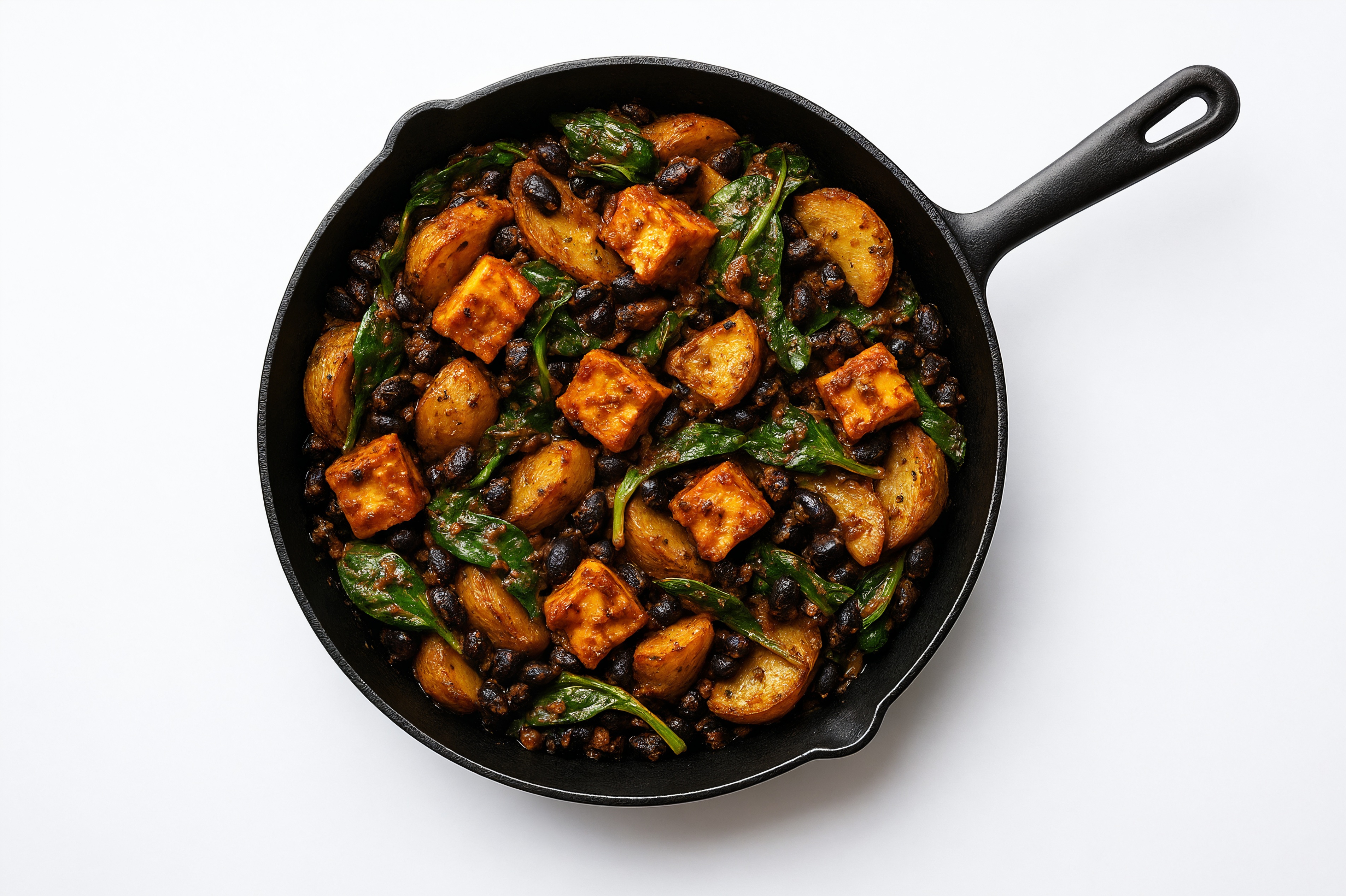 Paneer with Tandoori Masala, Baby Spinach + Black Bean Beans