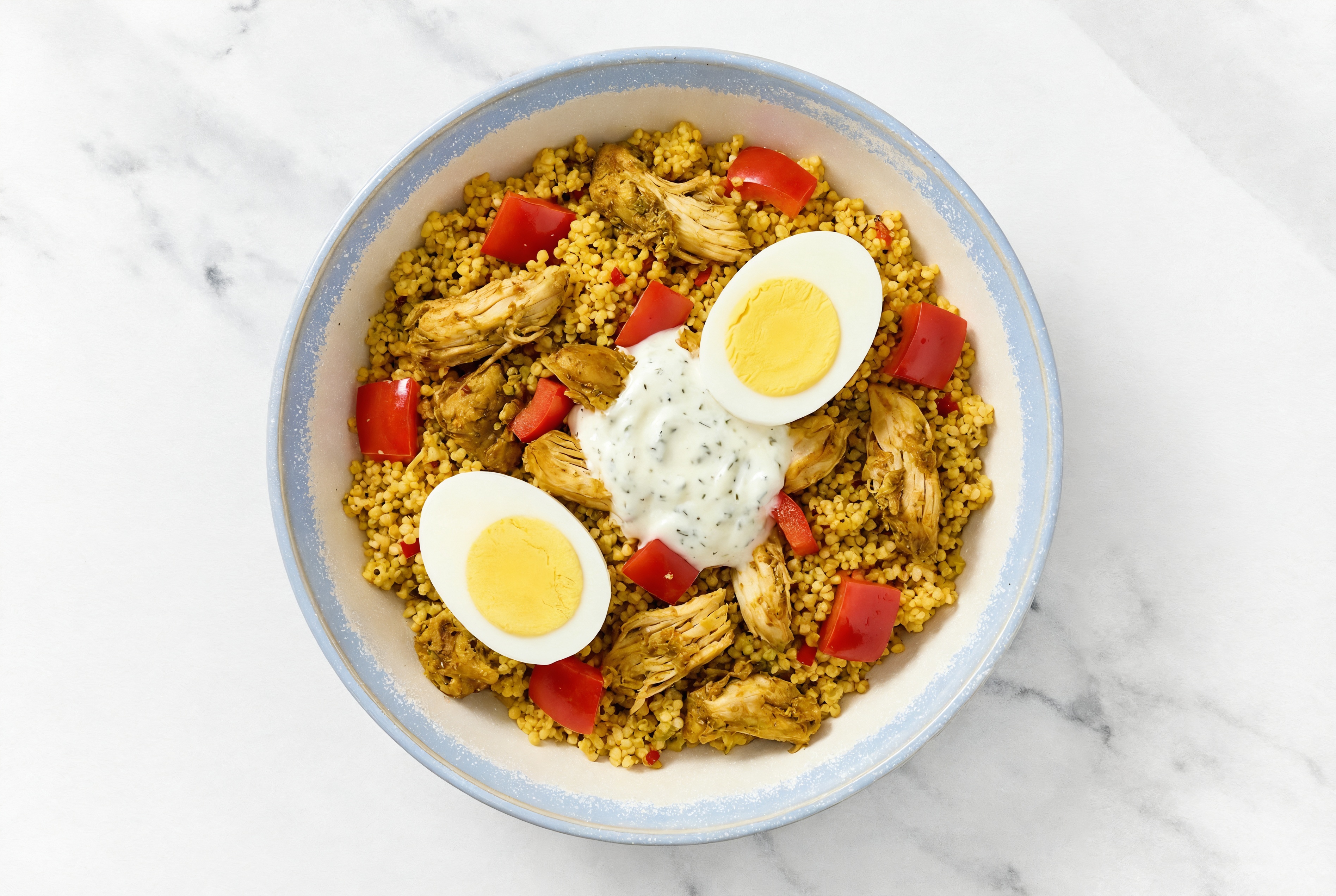 Mediterranean Shawarma-Style Chicken Thighs + Couscous Bowl