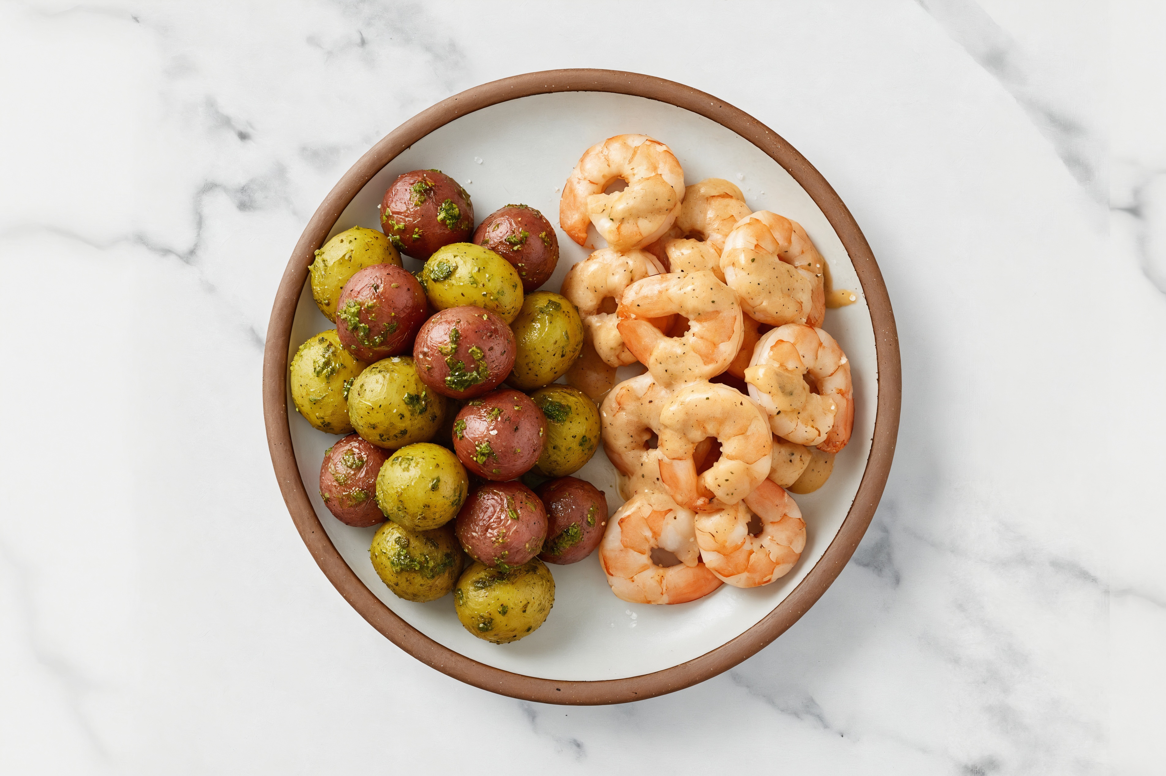 BBQ Shrimp + Pesto Potatoes