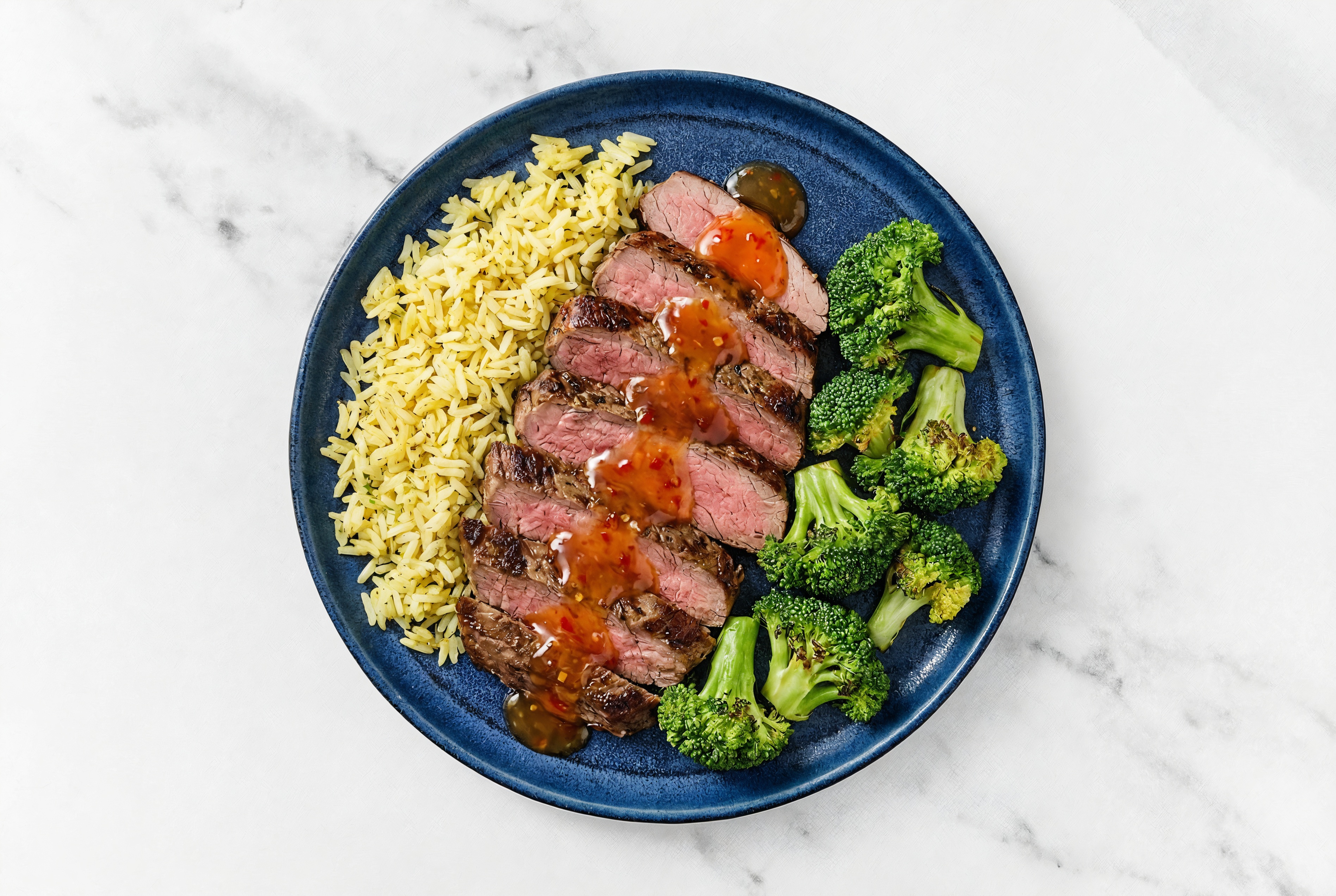 Sweet Chili Rosemary Garlic Beef Flank Steak Rice Bowl