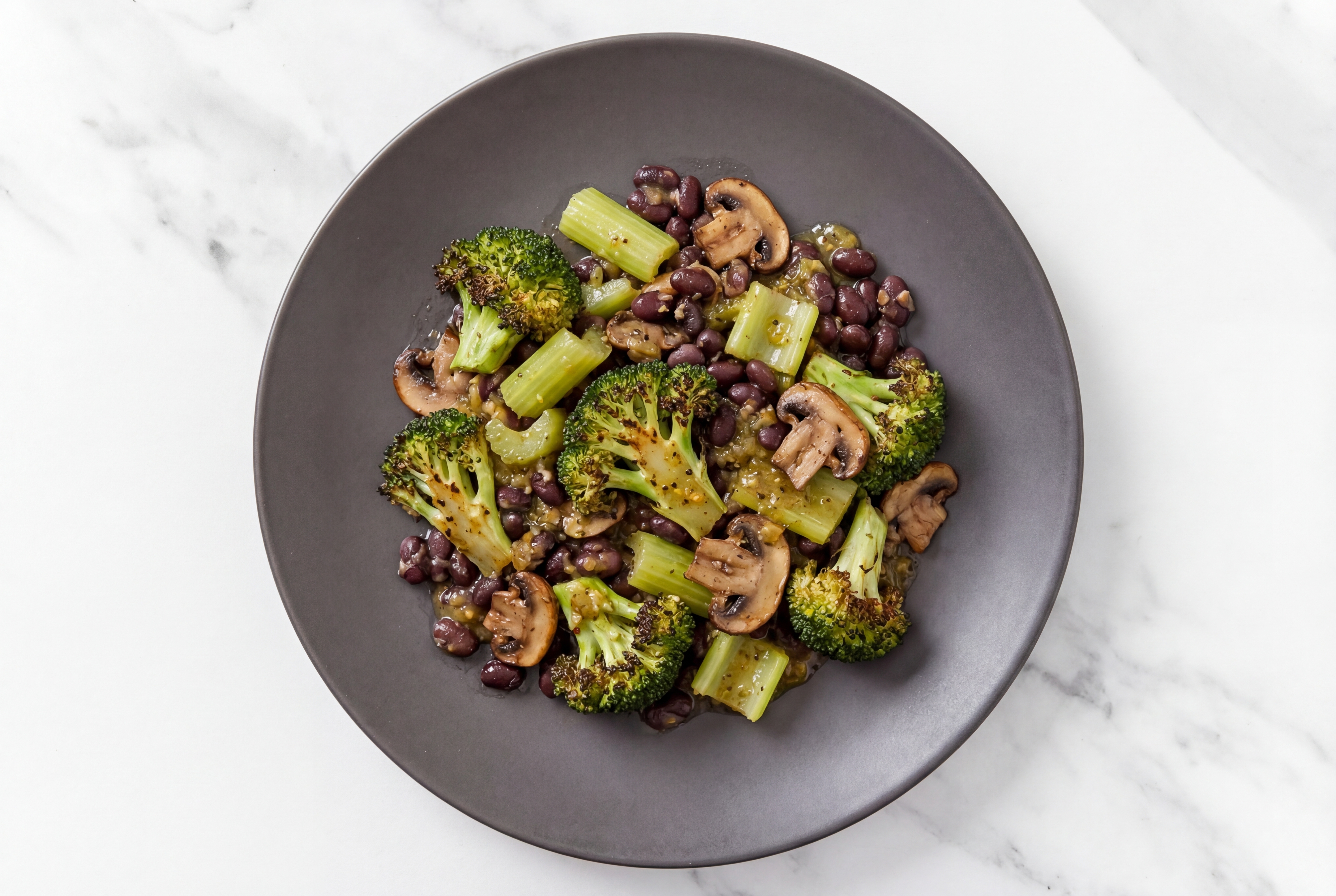 Cuban Black Bean Veggie Bowl with Organic Broccoli, Celery, and Green Chile