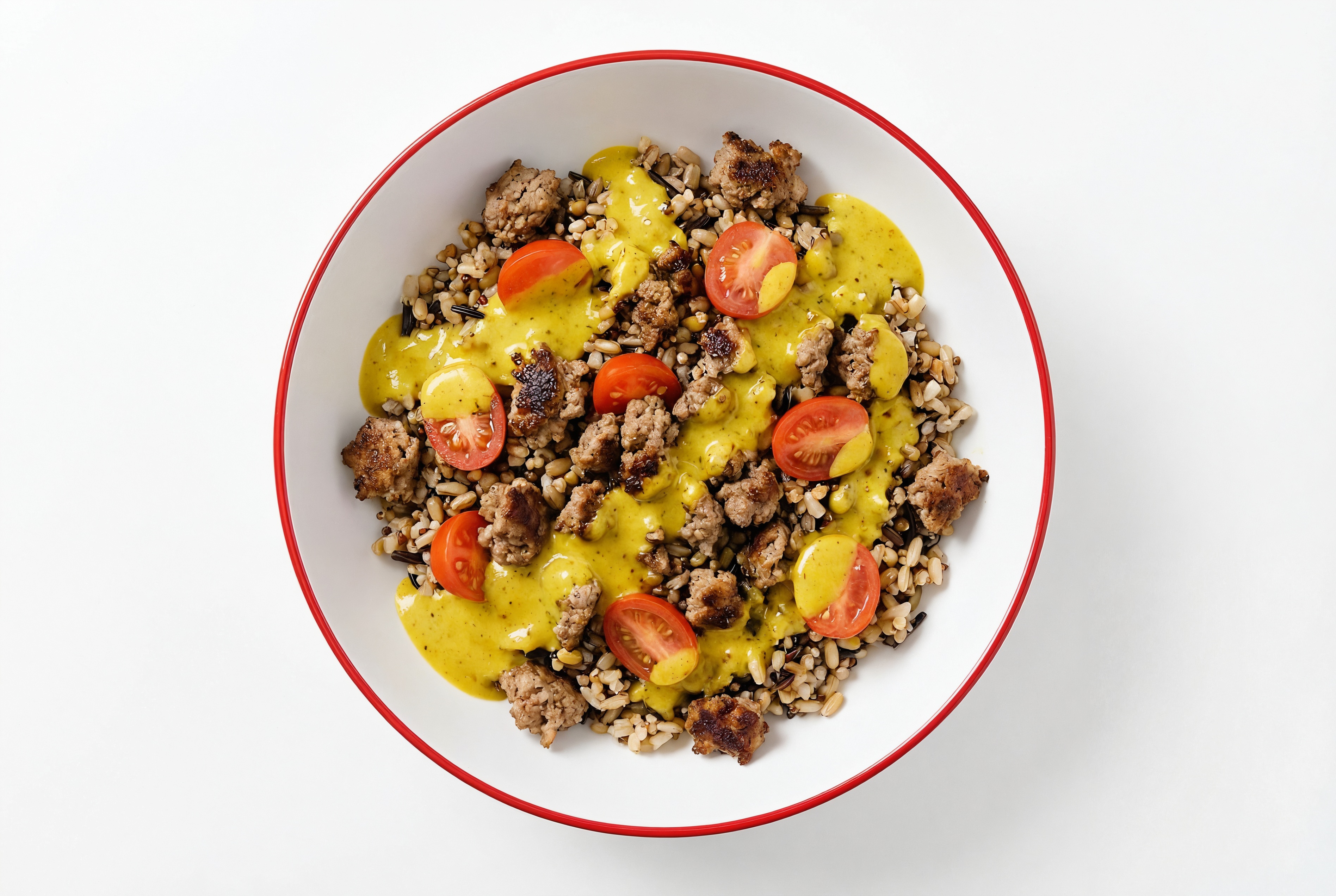 Ground Lamb & Tomato Grain Bowl with Coconut Curry