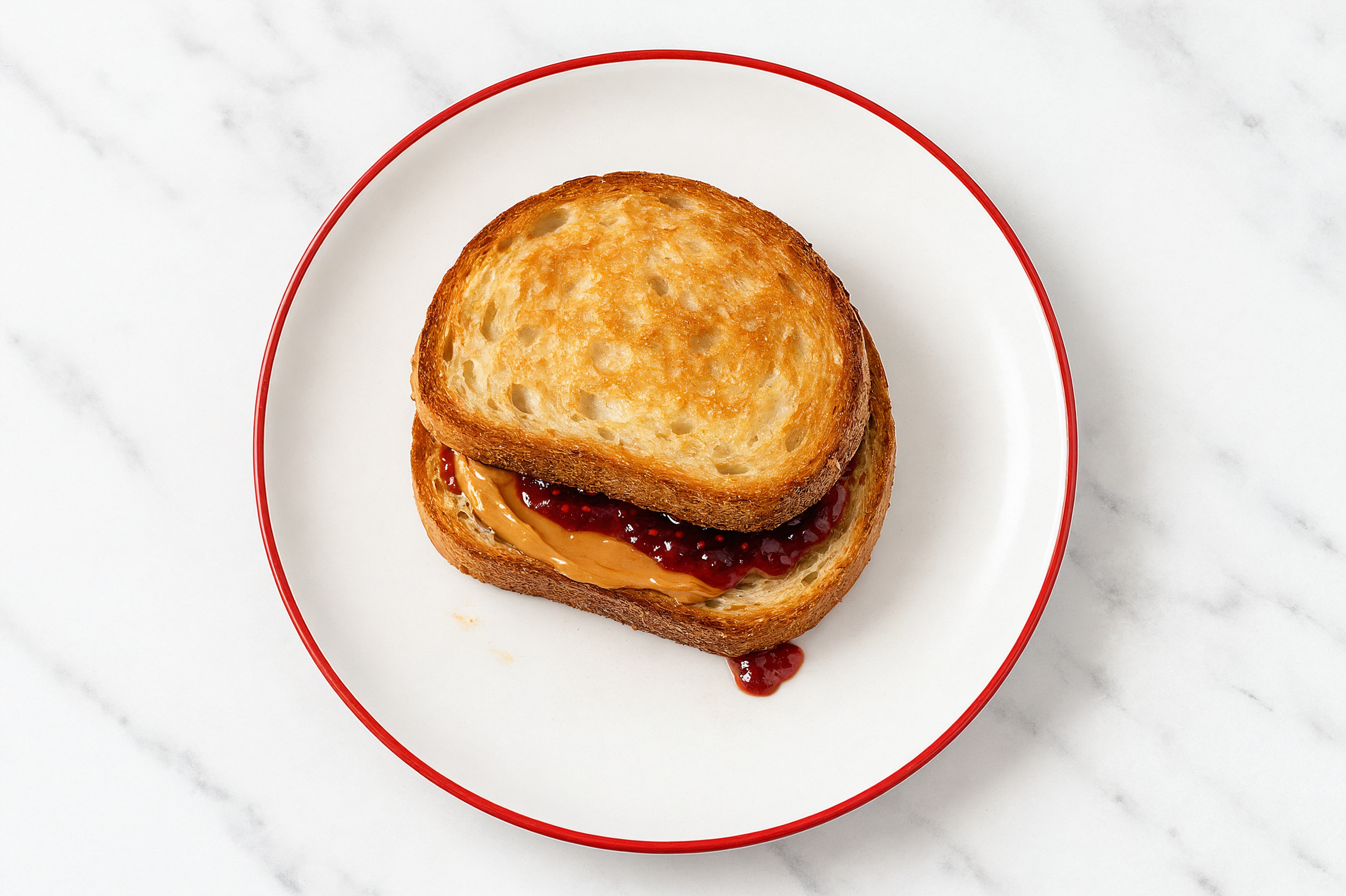 Peanut Butter + Strawberry Jam Sourdough Sandwich