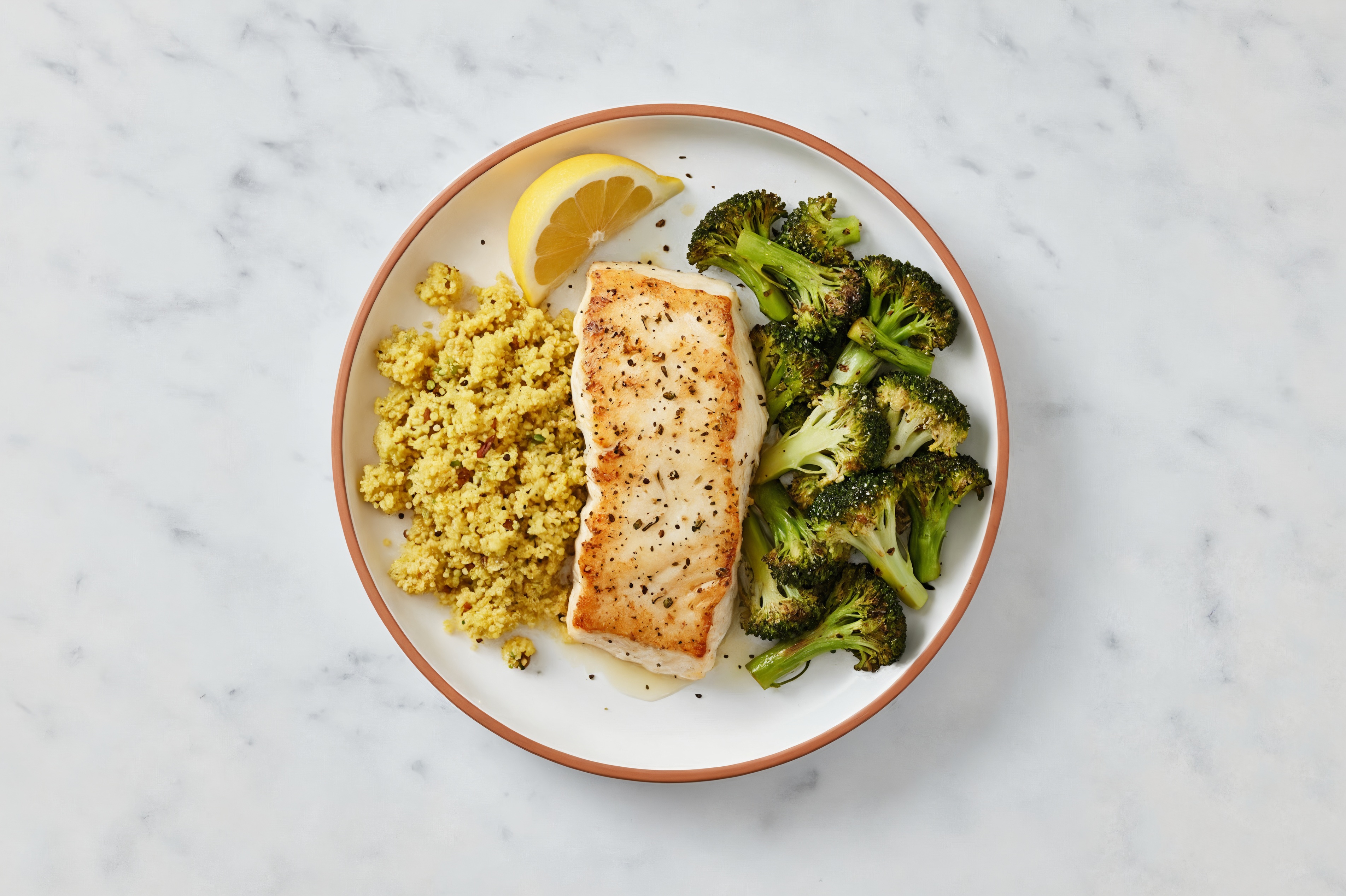 Lemony Halibut + Broccoli Couscous