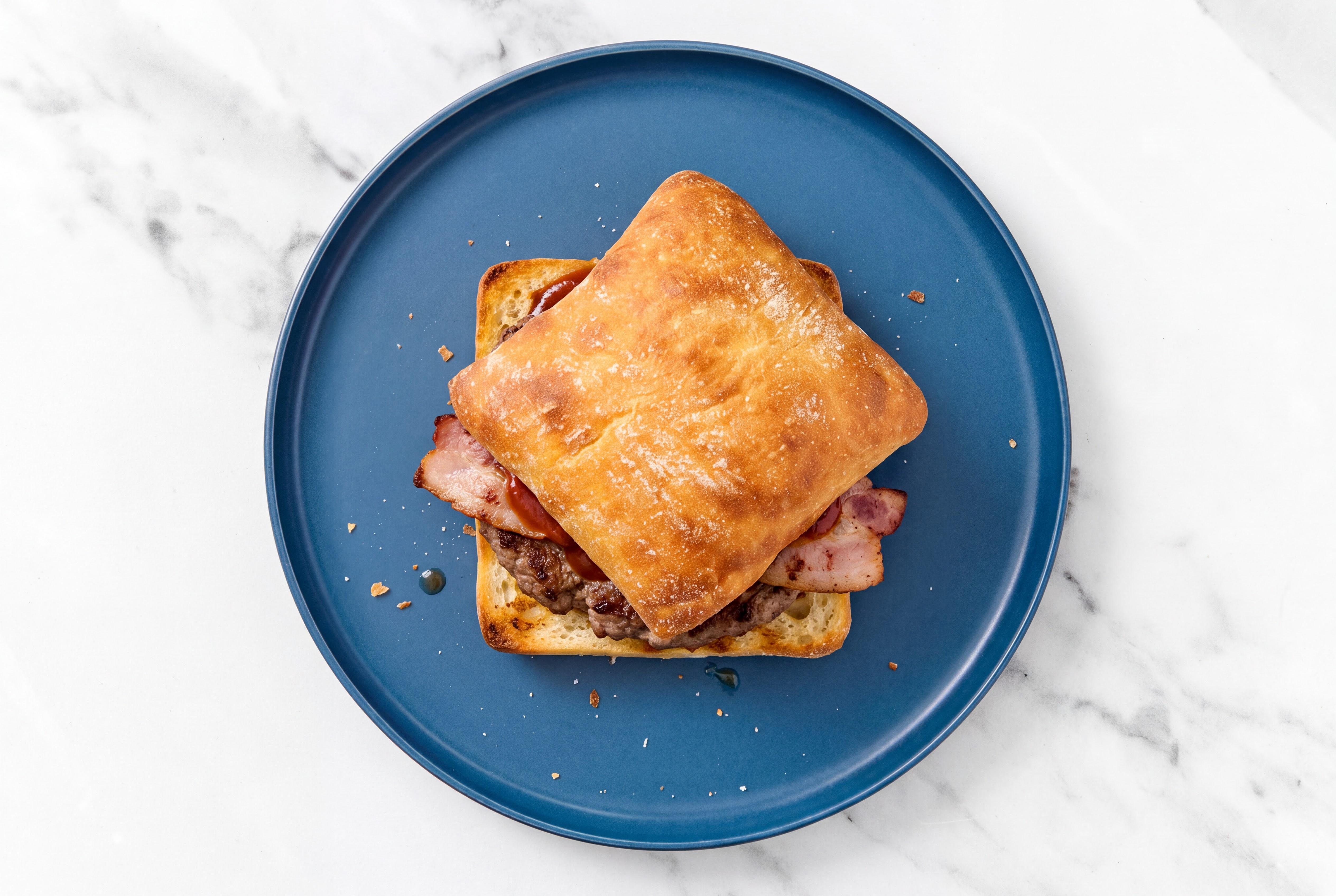 Beef Burger on Ciabatta with BBQ & Turkey Bacon with Original BBQ