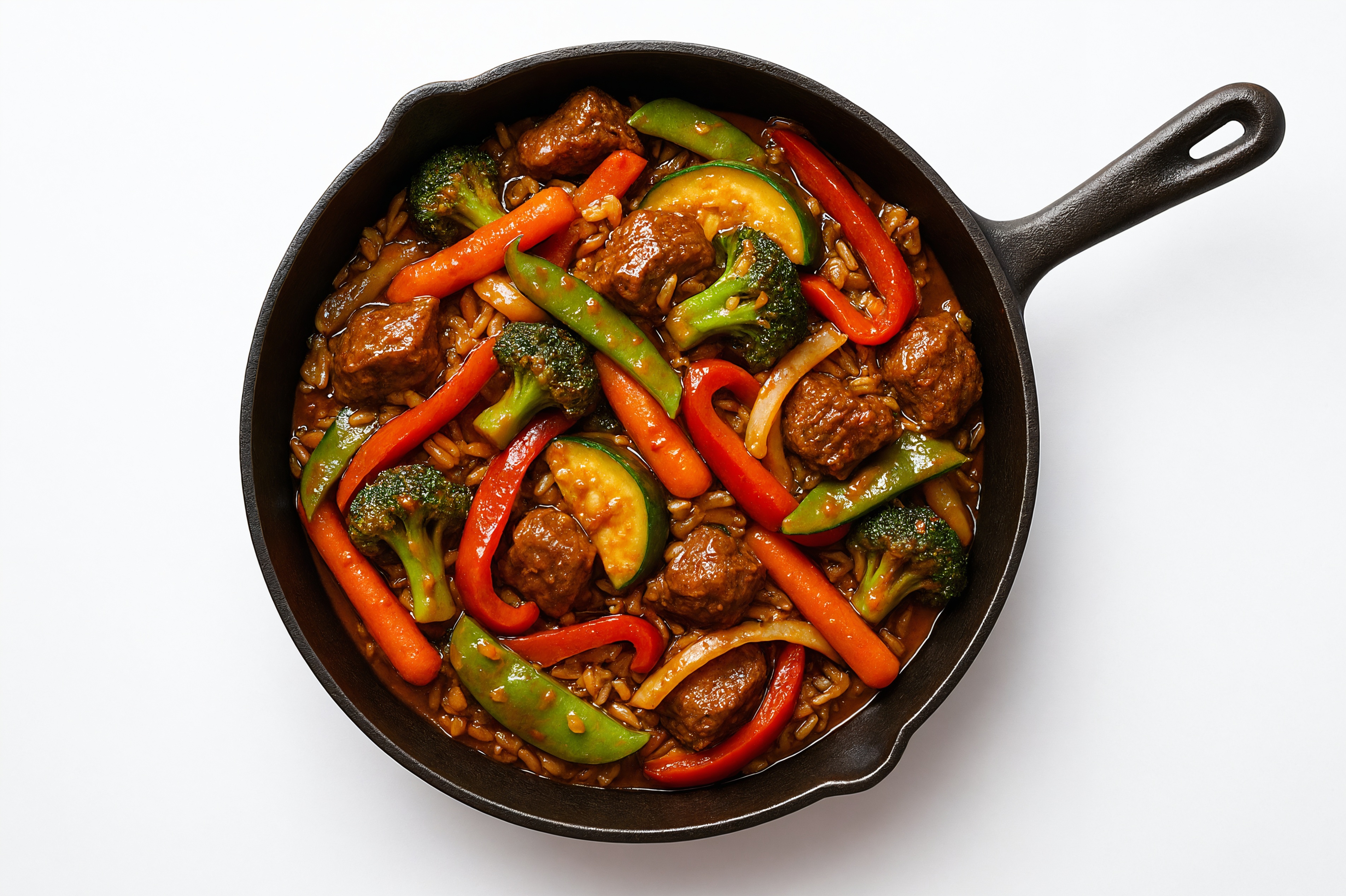 Sesame Ginger Veggie + Bison Stir-Fry with Brown Rice