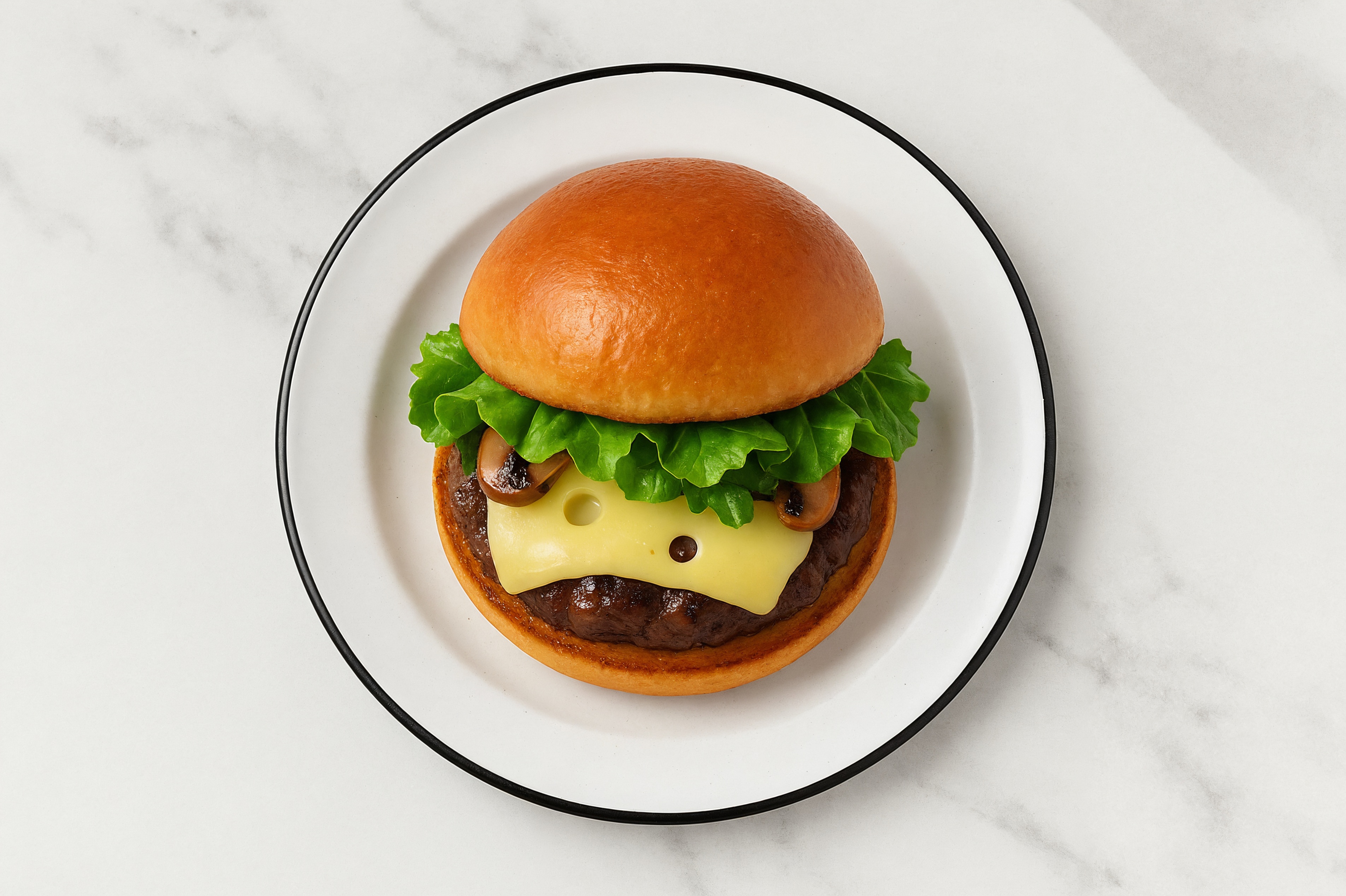 Classic Mushroom Swiss Brioche Burger with Wagyu Beef Patties