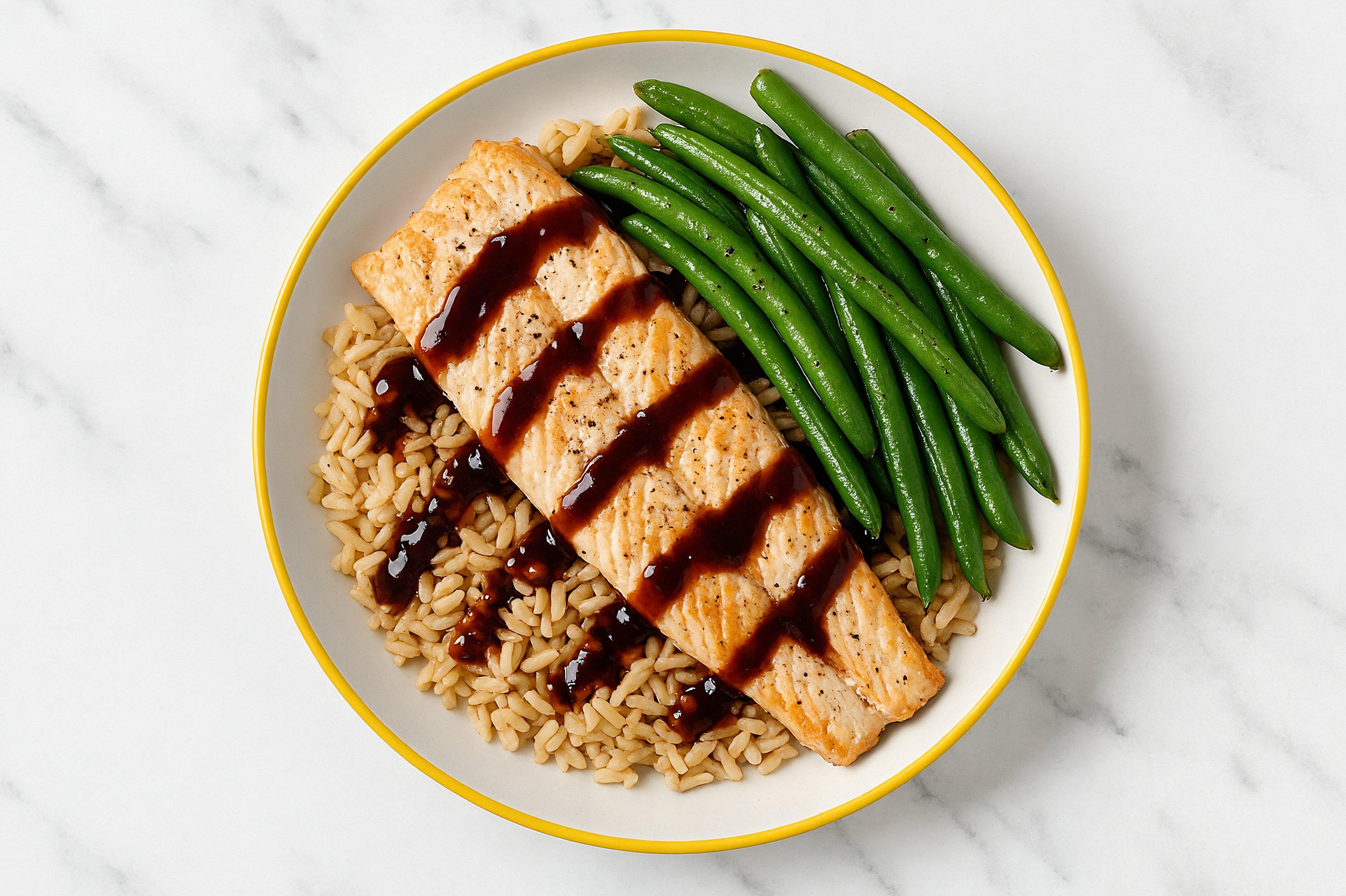 Japanese BBQ Trout + Rice Bowl with Green Beans