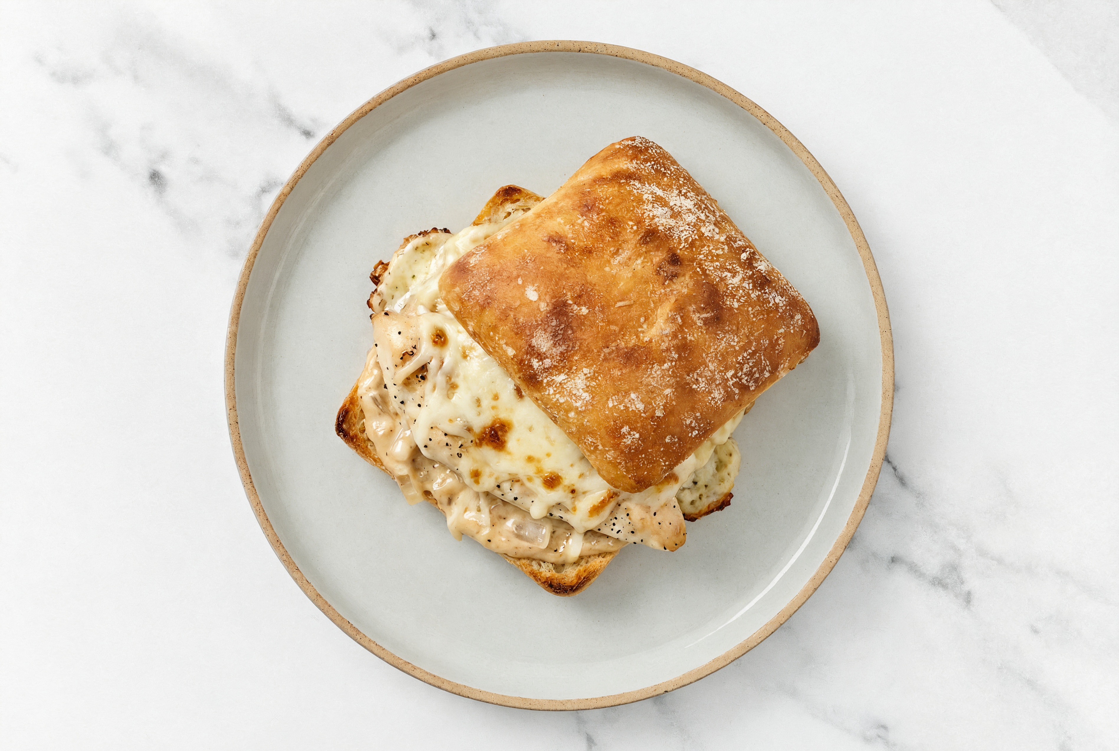 Toasted French Onion Chicken Sandwich with Shredded Mozzarella Cheese