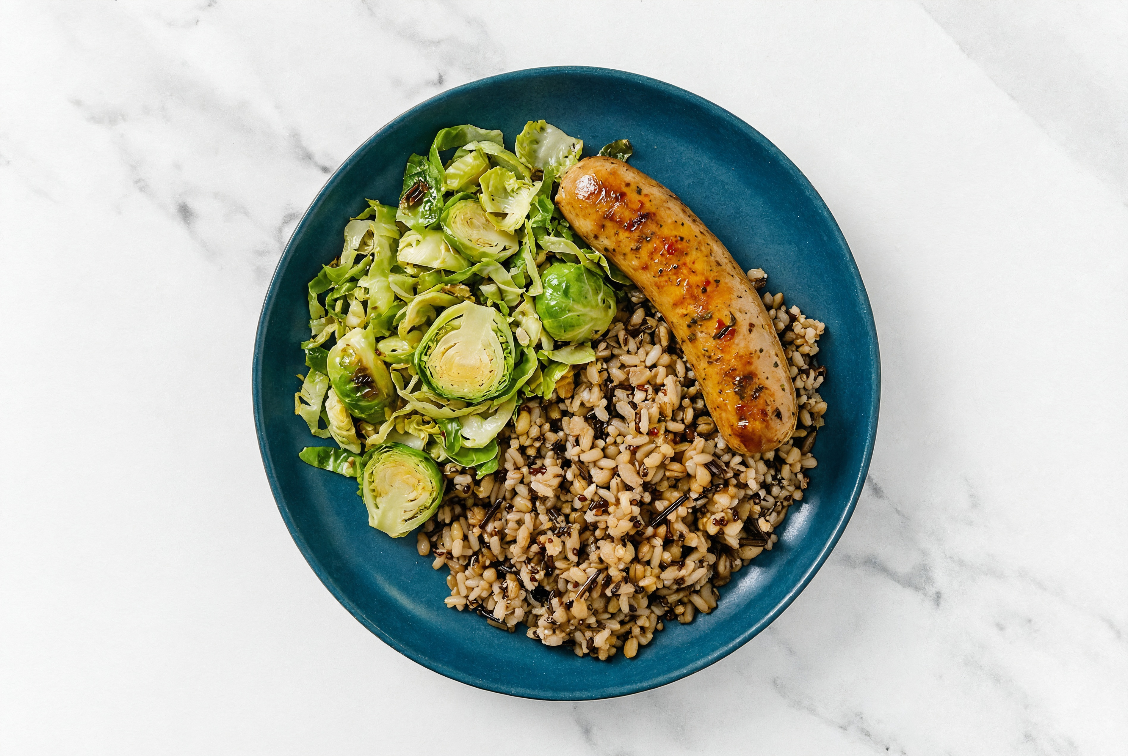 Italian Sausage, Brussels + 7-Grain Plate