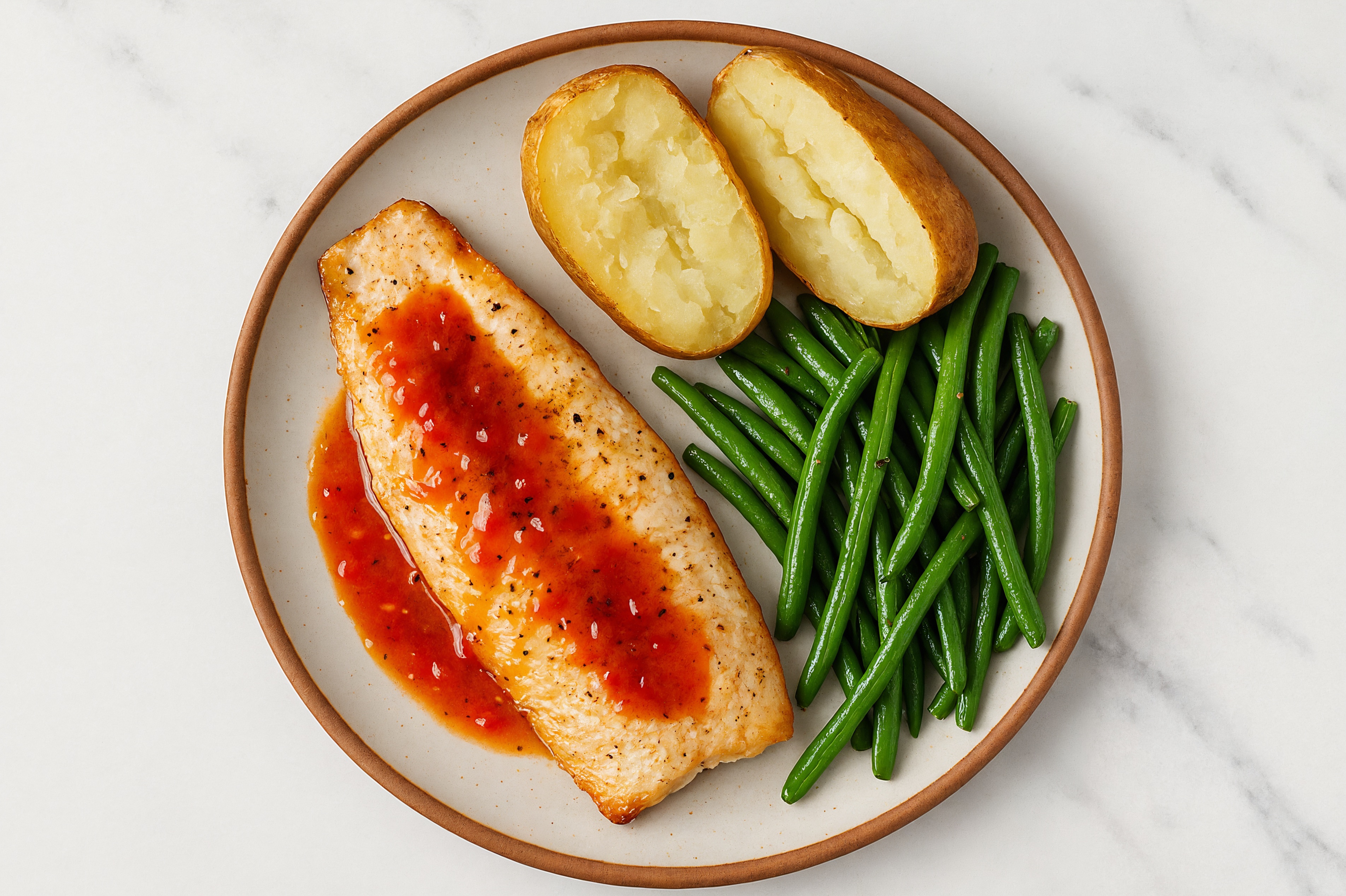 Sweet Chili Steelhead Trout with Russet Potato & Green Beans