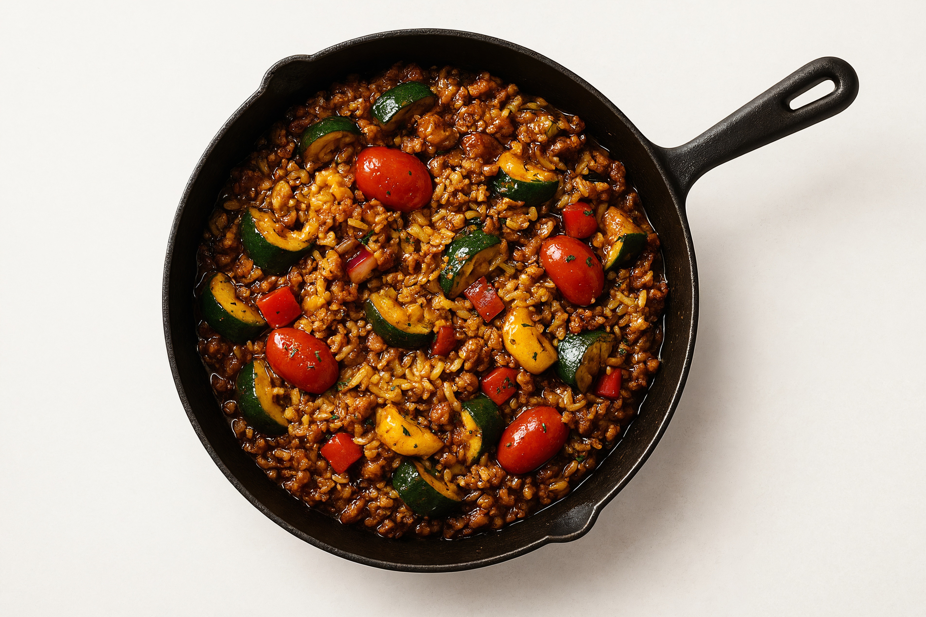Japanese Bbq Squash + Ground Turkey Stir-Fry with Seasoned Jasmine Rice