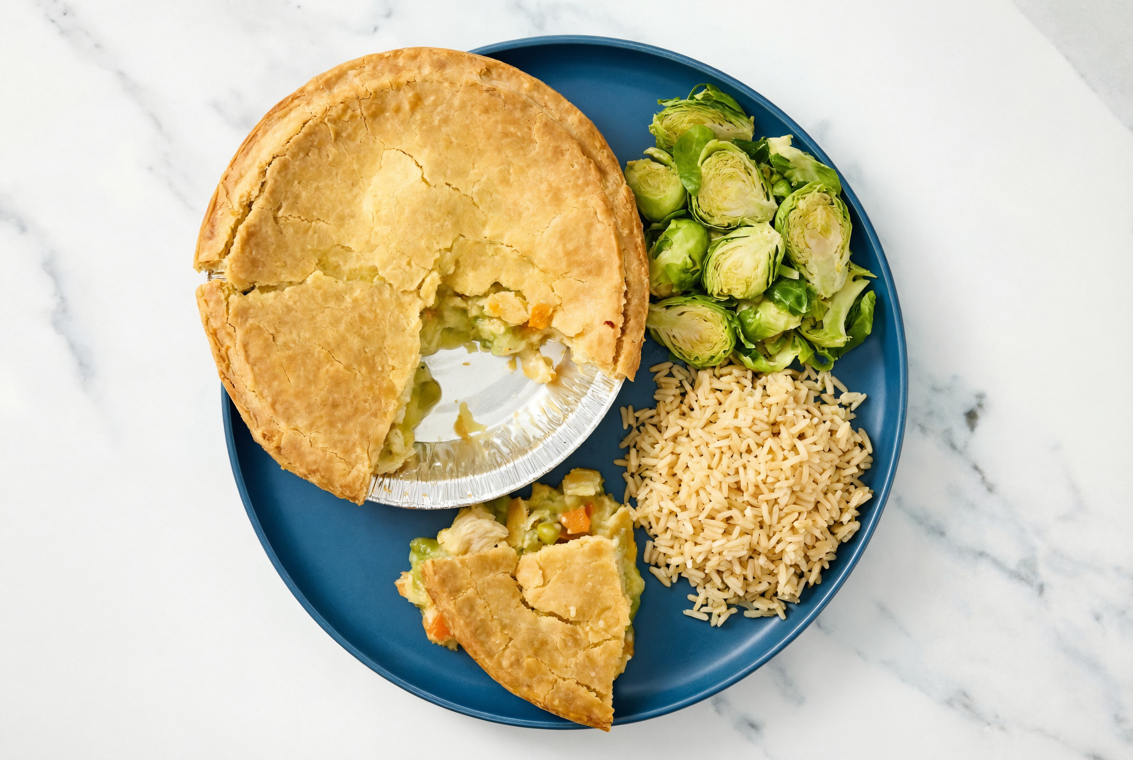 Chicken Pot Pie with Brussels & Bone Broth Rice