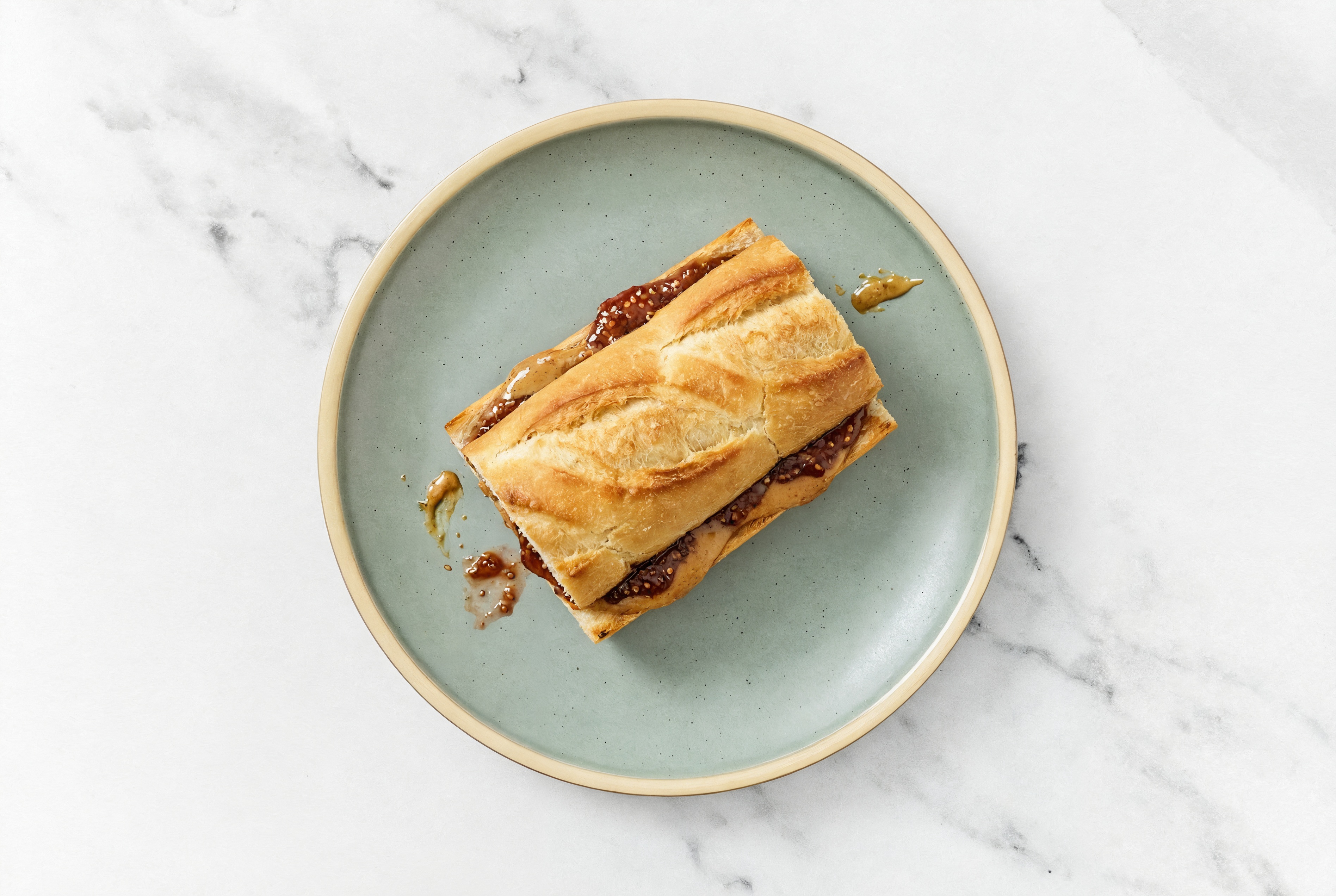 Almond Butter + Strawberry Jam Baguette