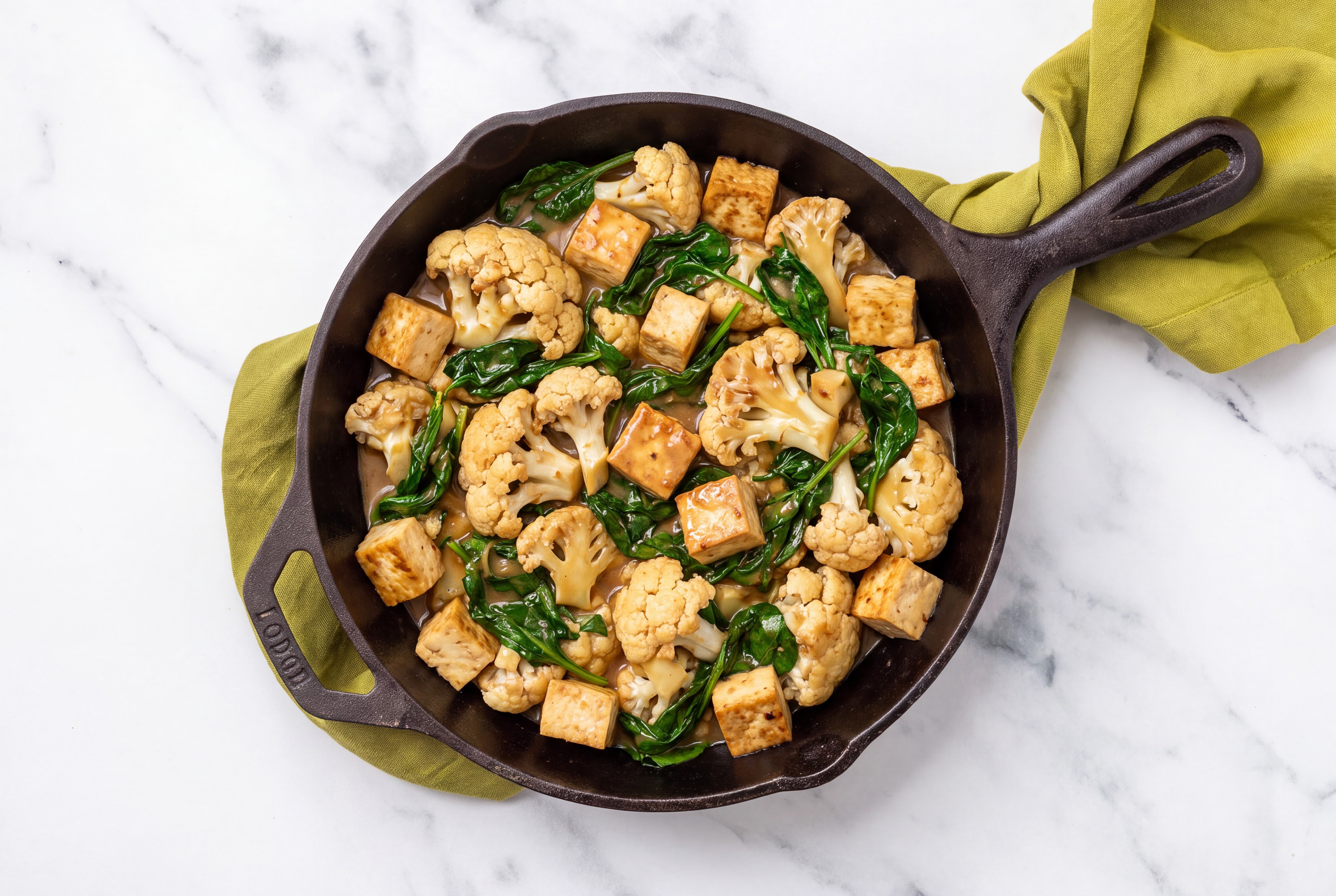 Gingery Ponzu Tofu + Cauliflower Stir Fry