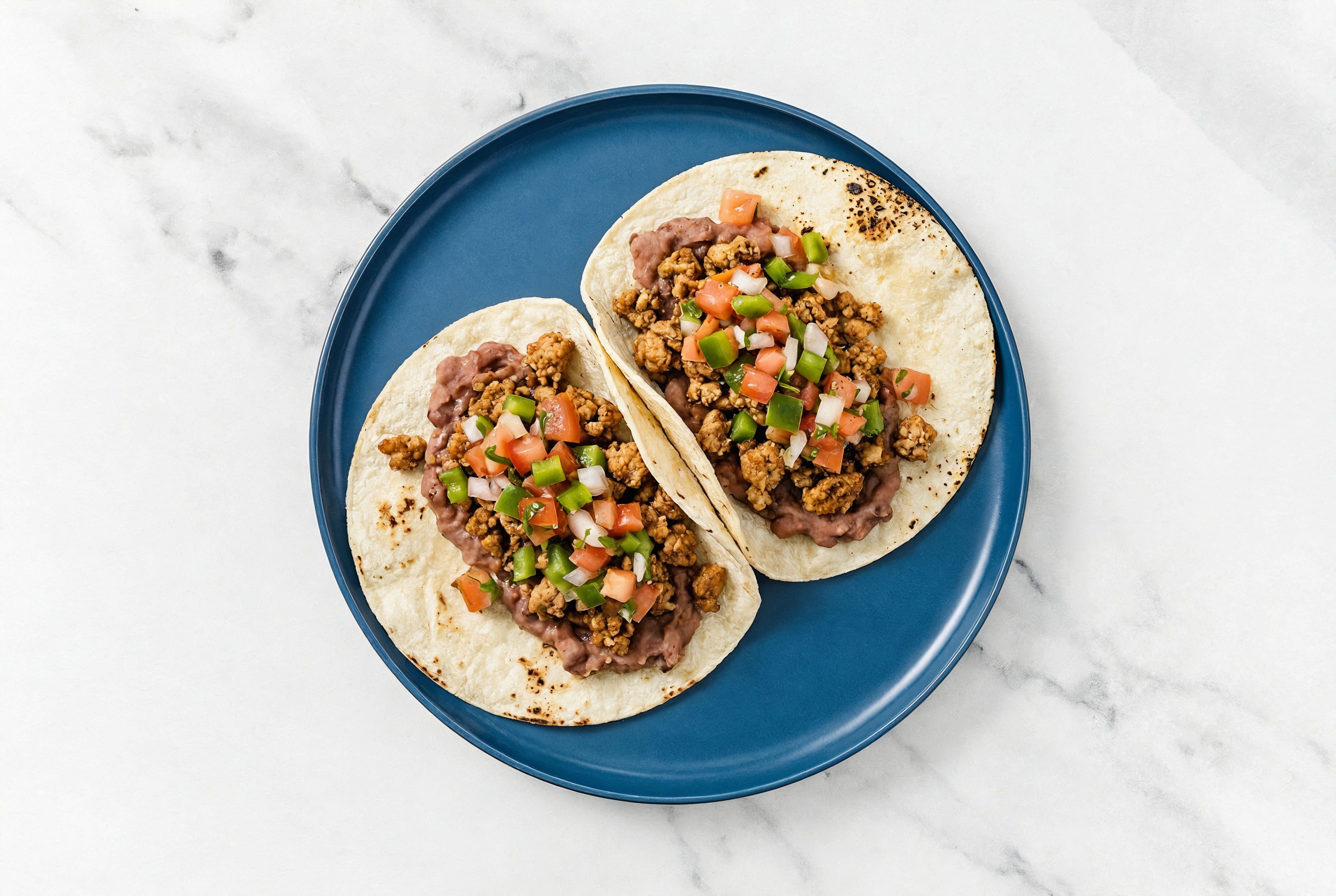 Hearty Ground Turkey Tacos with Fresh Salsa & Refried Red Beans