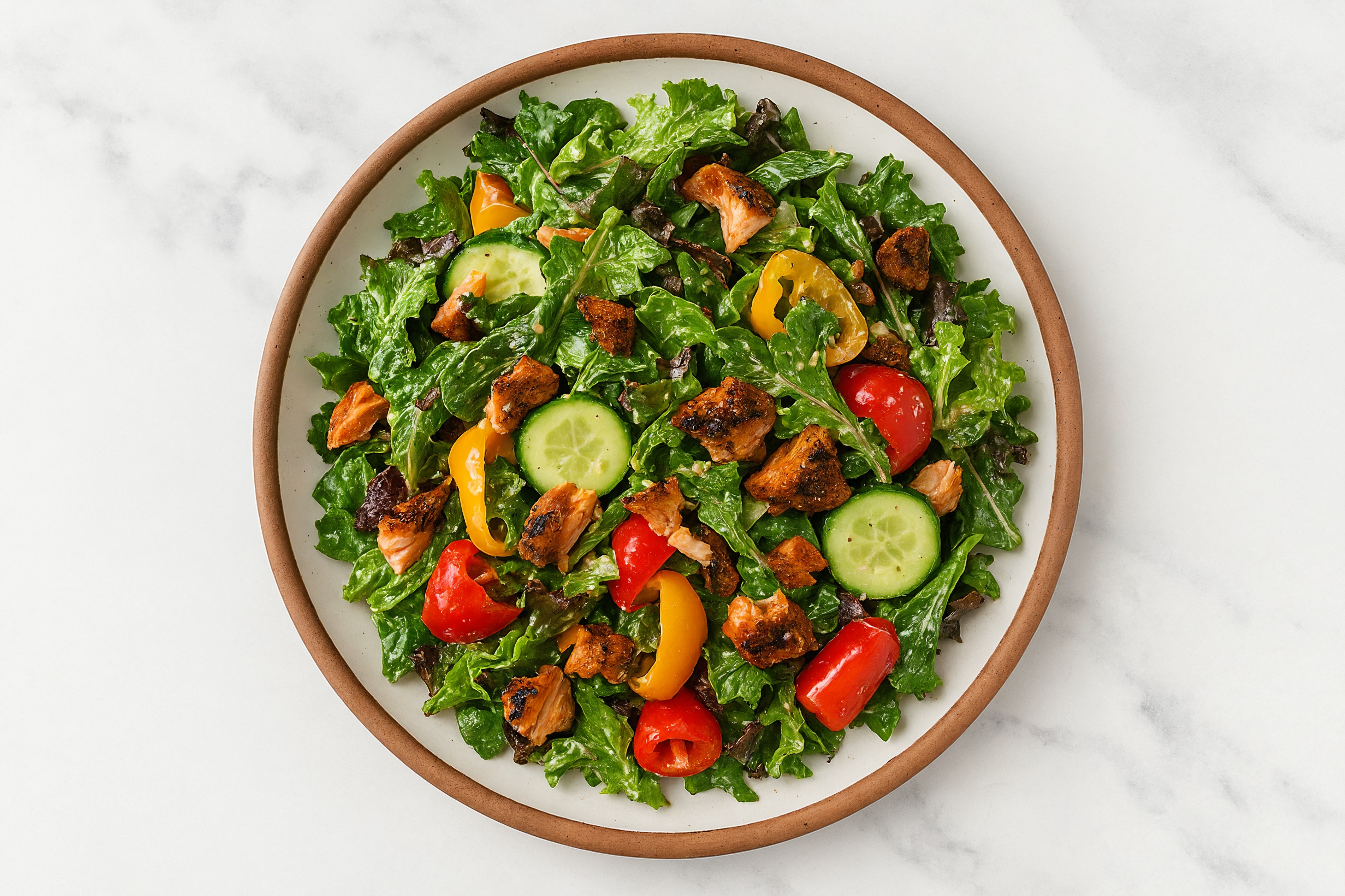 5-Min Asiago Spicy Salmon Crunch Salad