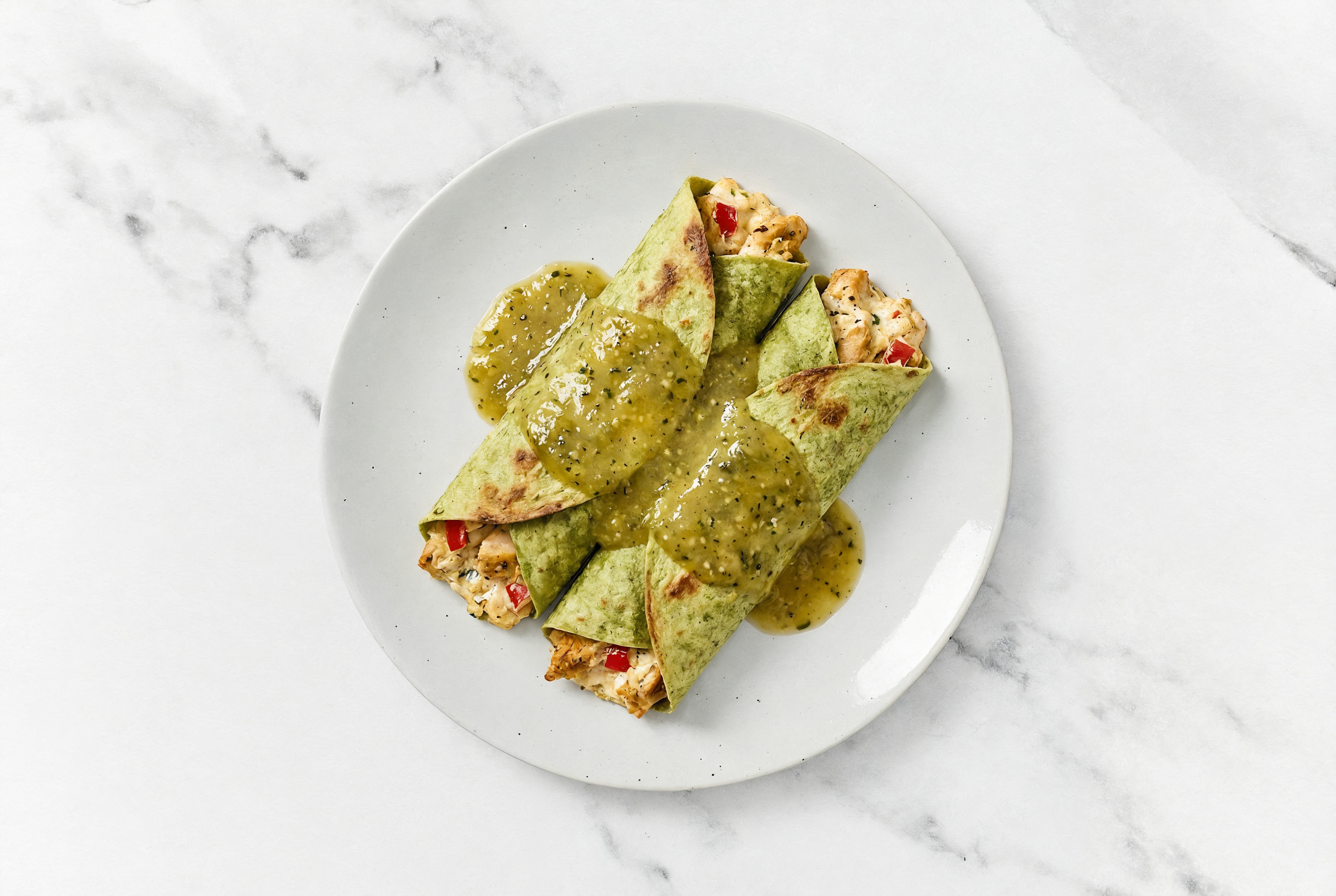 Creamy Chicken Enchiladas with Spinach Tortilla