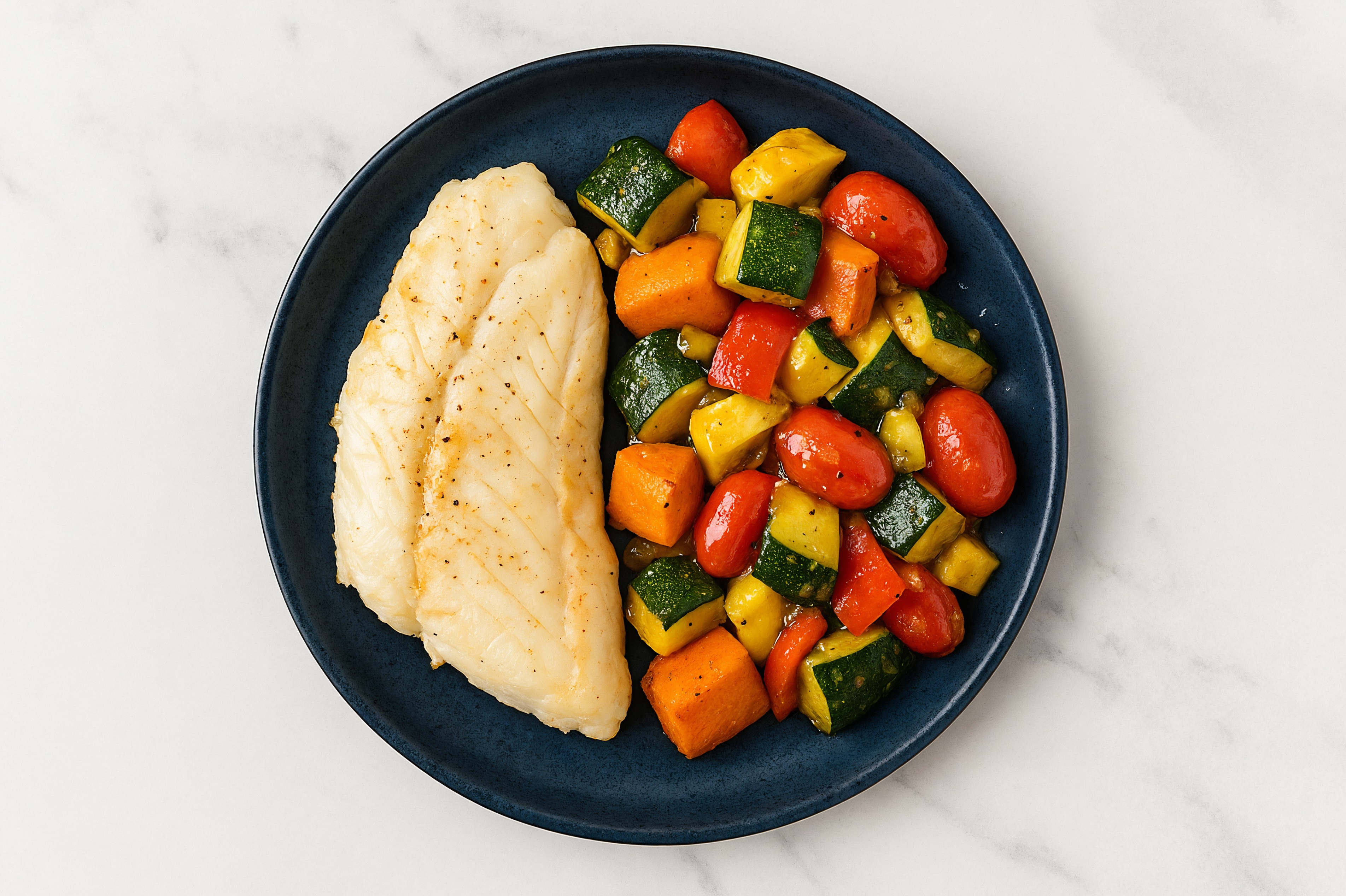 Sheet Pan Honey Mustard-Cod with Sweet Potatoes & Squash